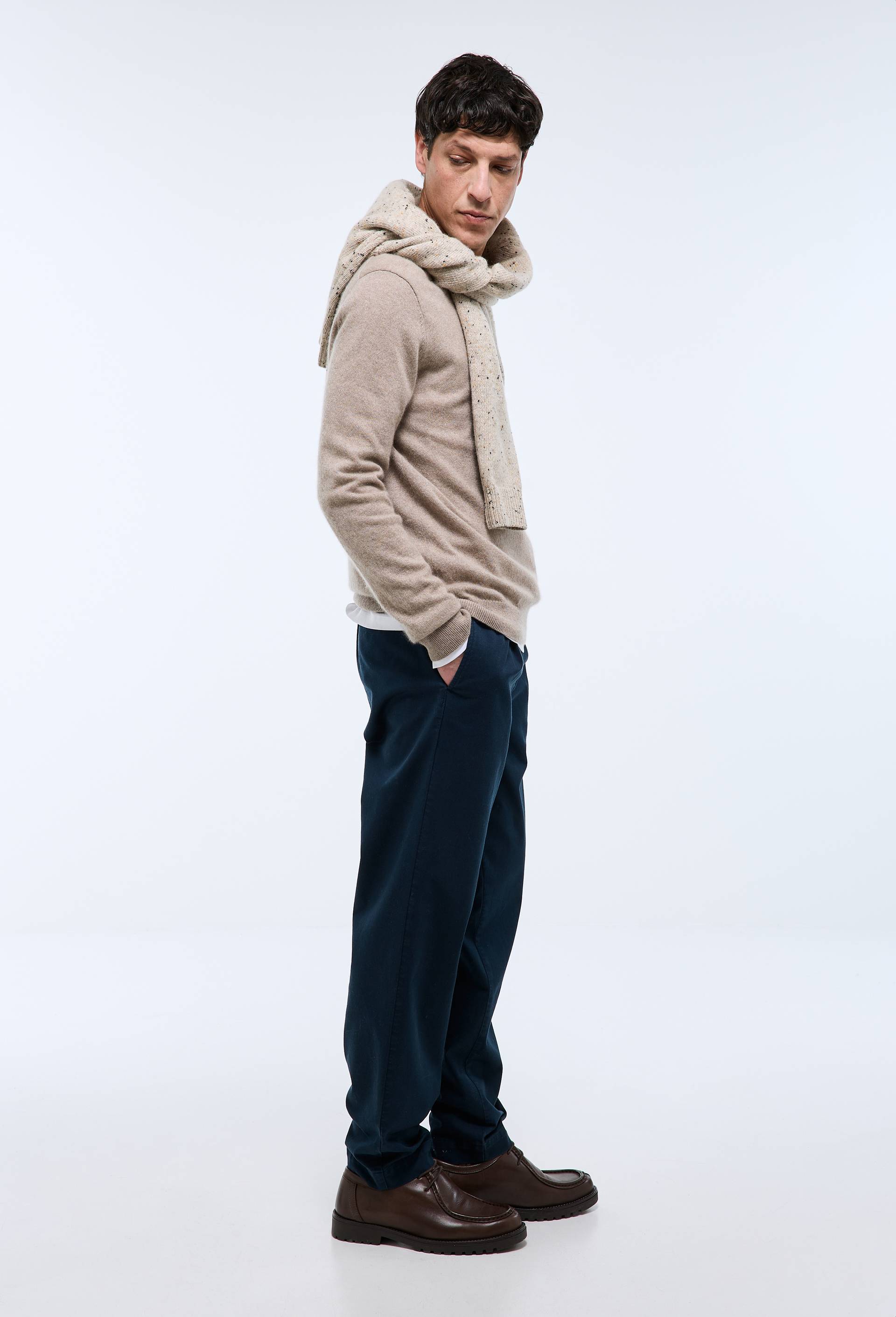 Pantalon &agrave; plis taille &eacute;lastiqu&eacute;e, Bleu fonc&eacute;, large image number 1