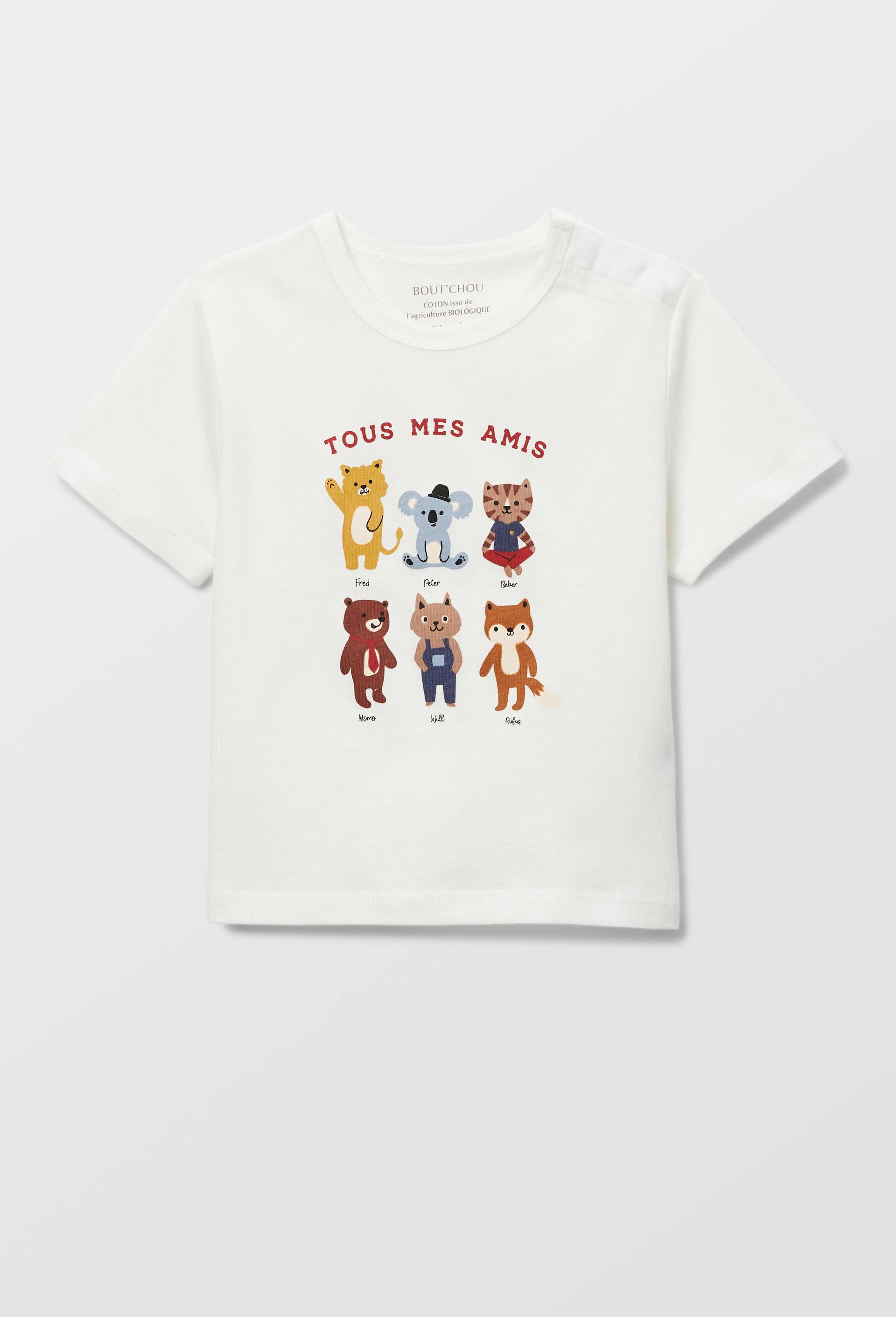 T-shirt manches courtes imprim&eacute; en coton BIO GOTS, Ecru, large image number 0