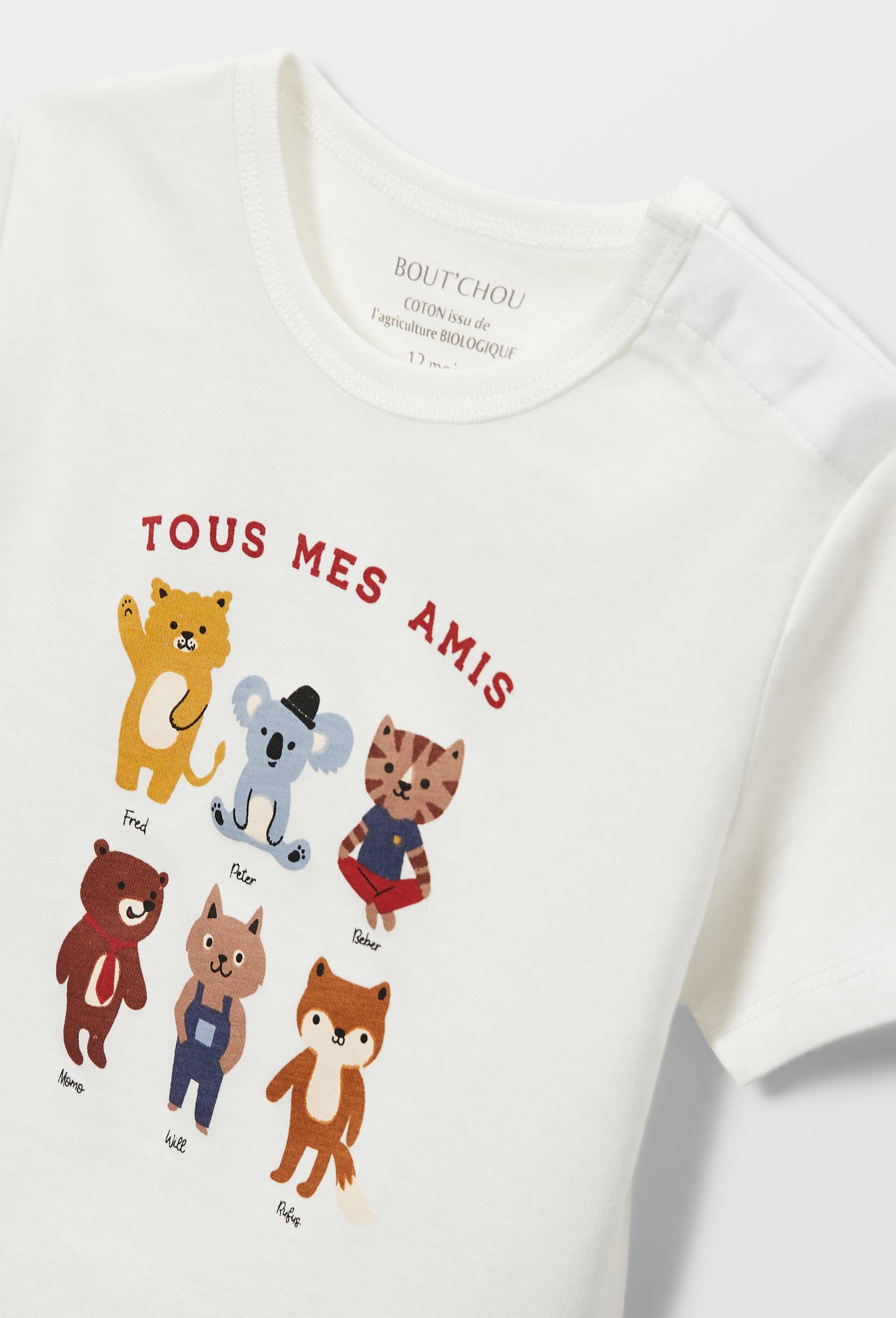 T-shirt manches courtes imprim&eacute; en coton BIO GOTS, Ecru, large image number 2