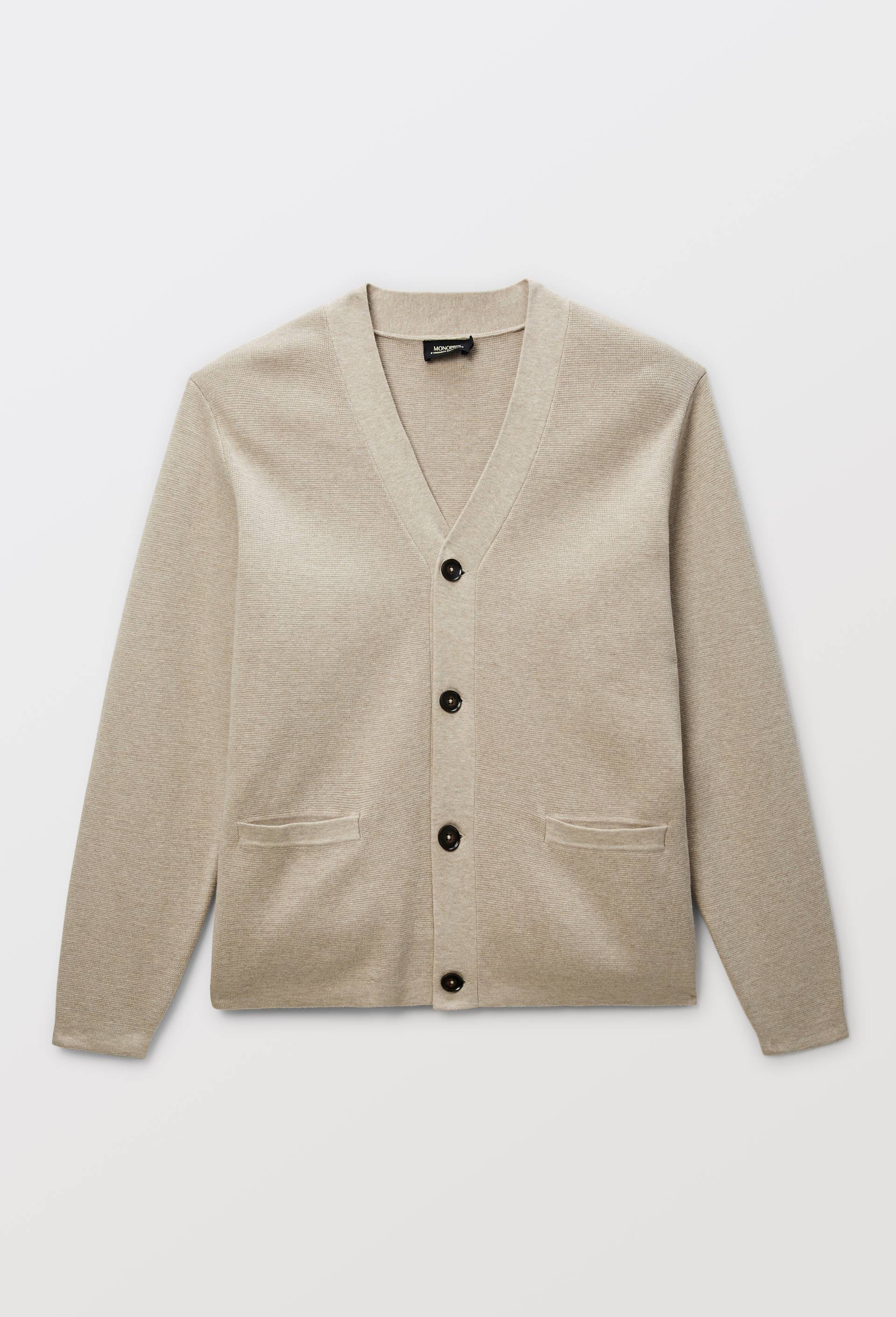Gilet boutonn&eacute; en coton, Beige, large image number 3