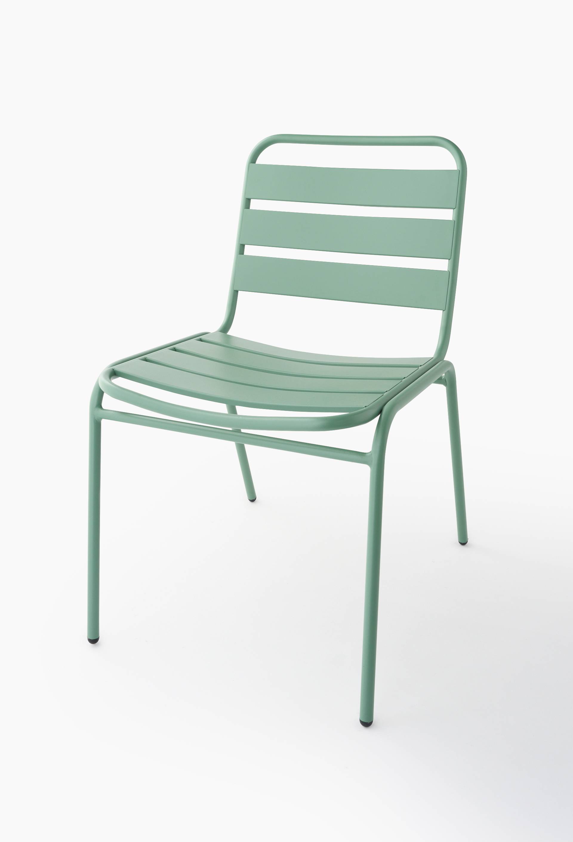 Chaise &agrave; lattes, 60x48xH78cm, en acier galvaniz&eacute;, Vert clair, large image number 0.0