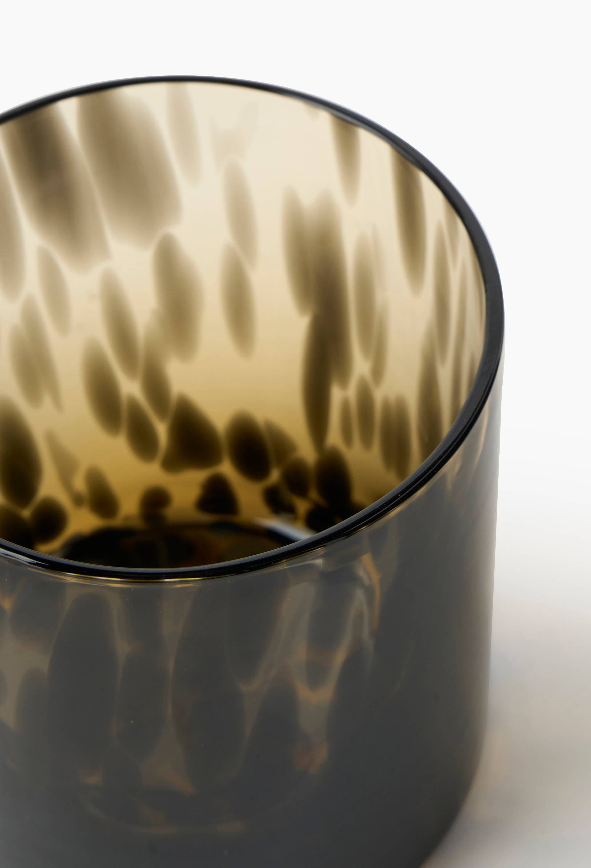 Verre &agrave; eau finition tachet&eacute;e, 35cl, Brun, large image number 1