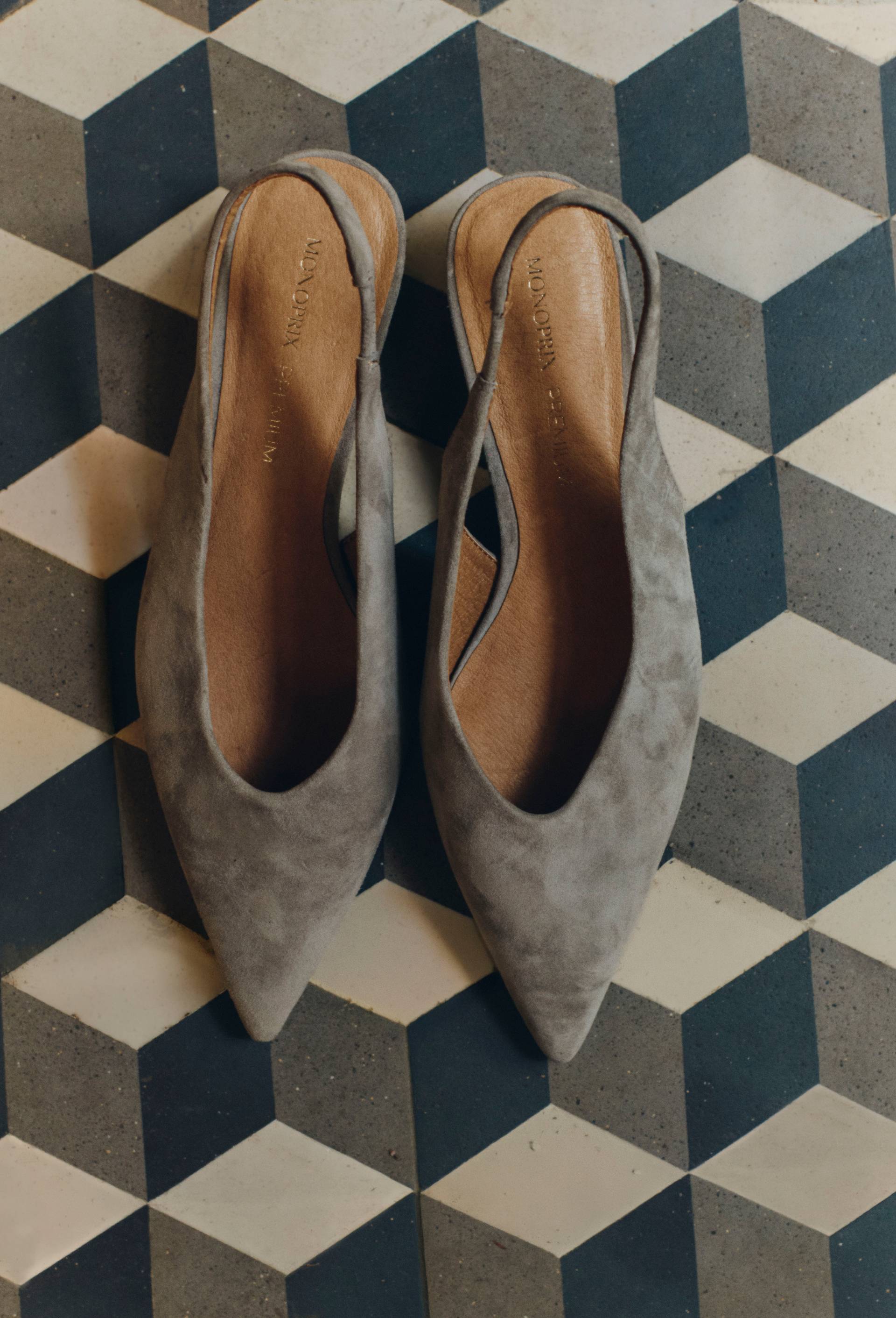 Slingback en cro&ucirc;te de cuir, Beige, large image number 0