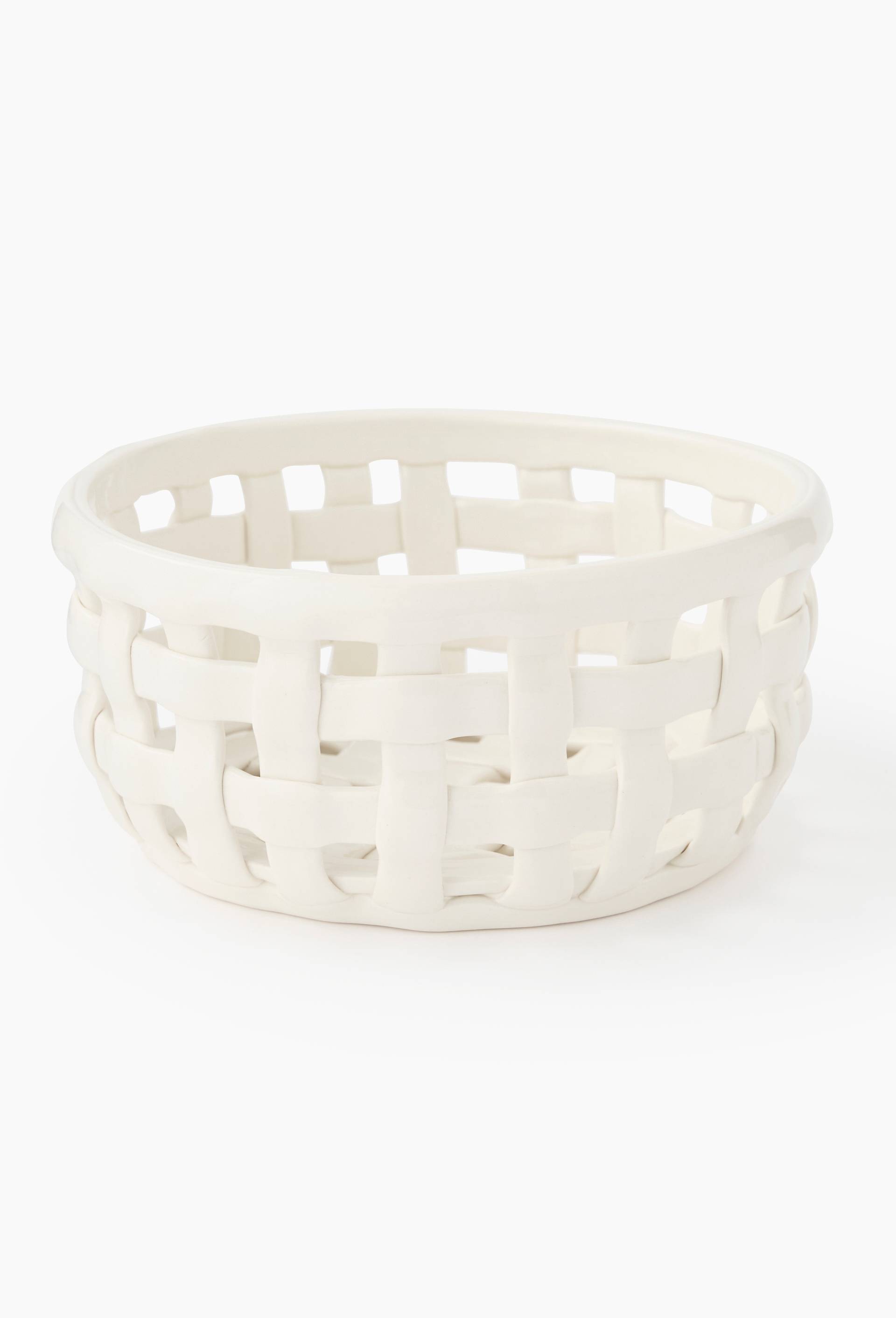 Corbeille en c&eacute;ramique, 20x10cm, Blanc, large image number 0.0