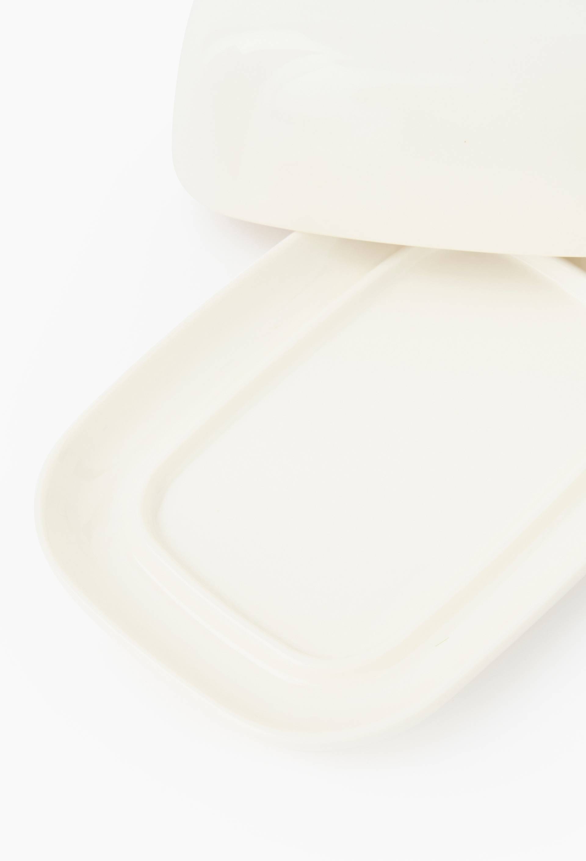 Beurrier en c&eacute;ramique, 19x13cm, Blanc, large image number 1