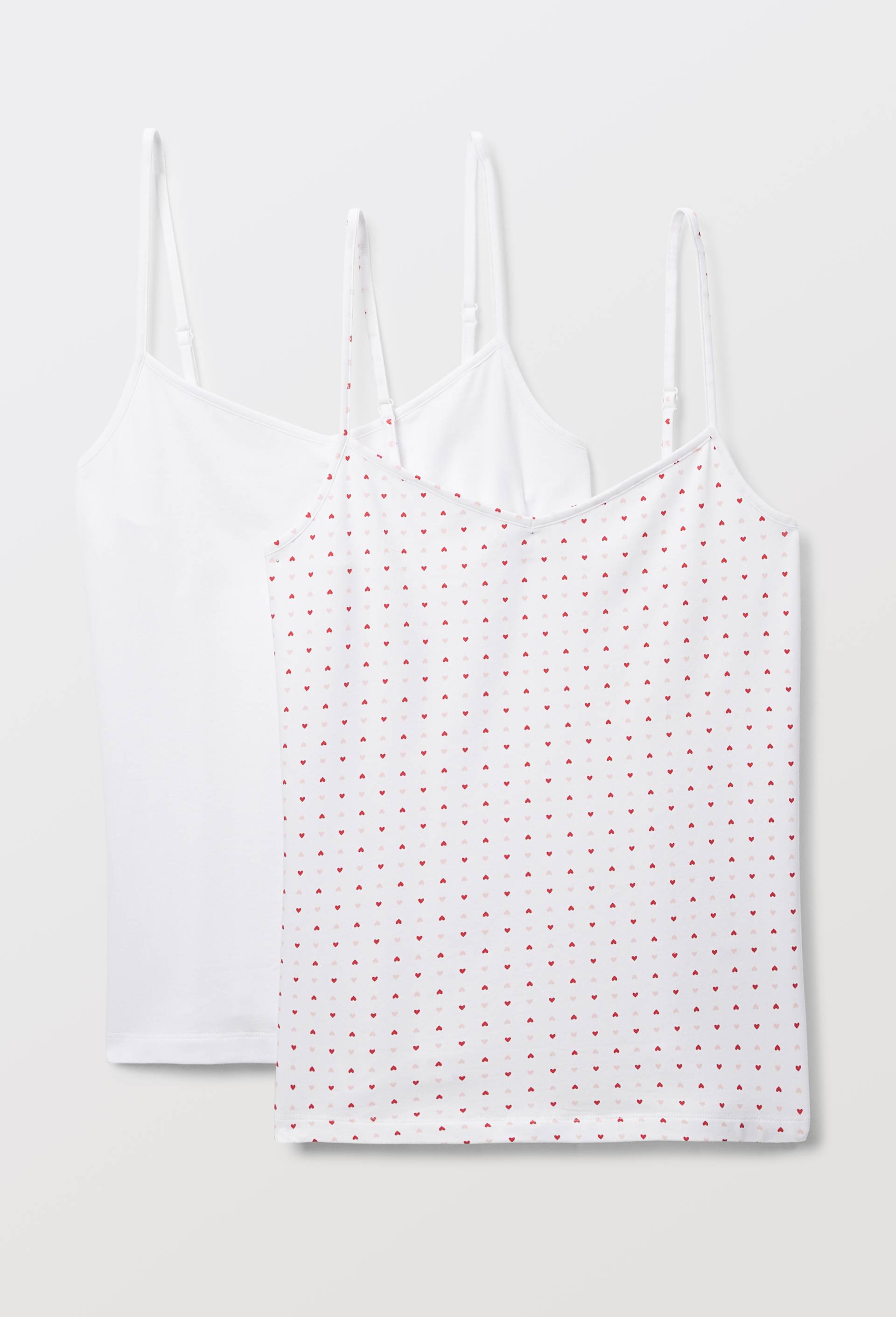 Lot de 2 caracos fines bretelles en coton BIO GOTS, Blanc, large image number 0