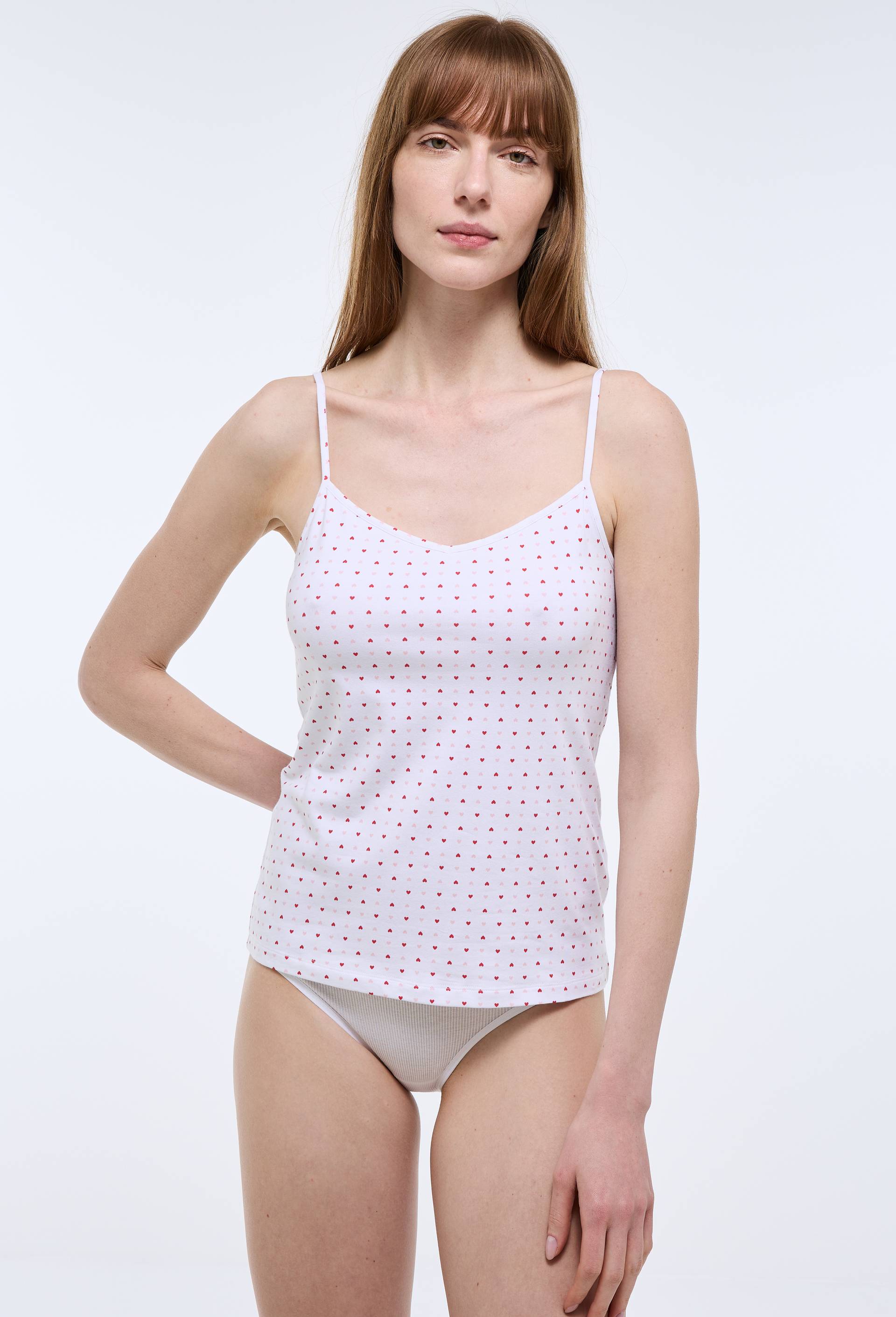 Lot de 2 caracos fines bretelles en coton BIO GOTS, Blanc, large image number 1.0