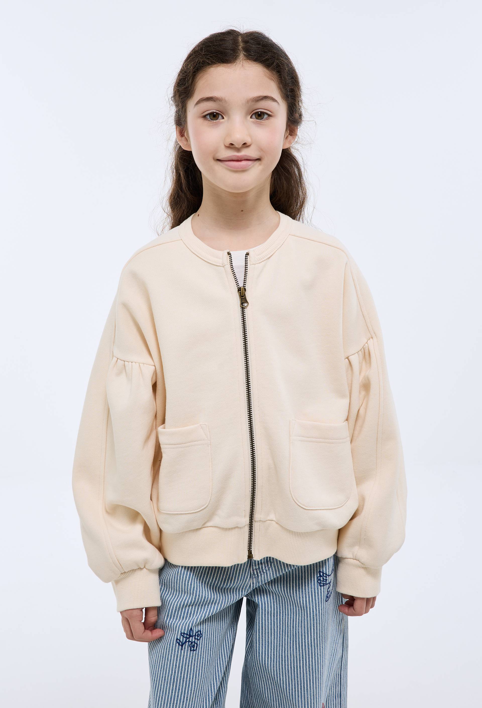 Sweat uni zipp&eacute;, Beige clair, large image number 0