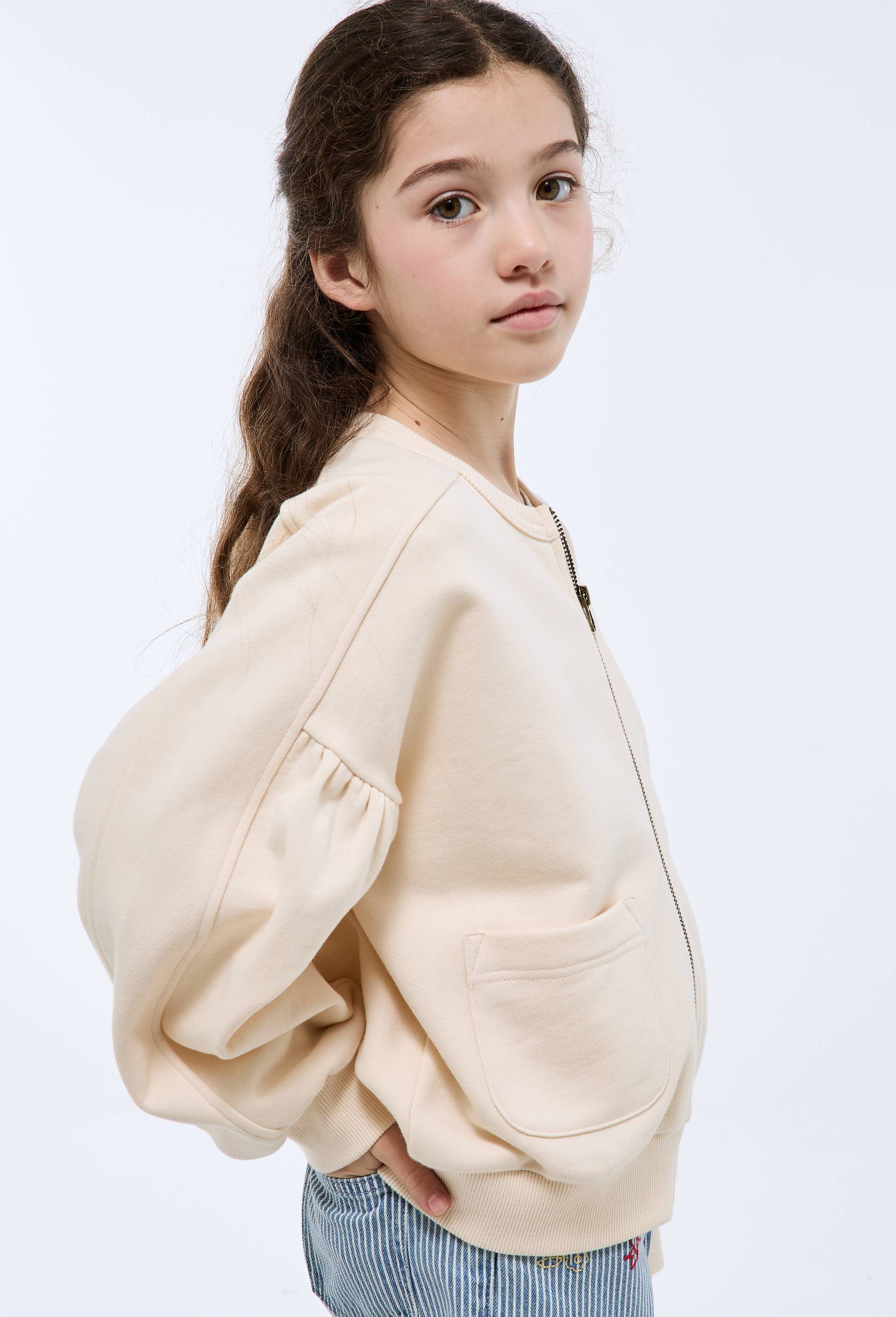 Sweat uni zipp&eacute;, Beige clair, large image number 1
