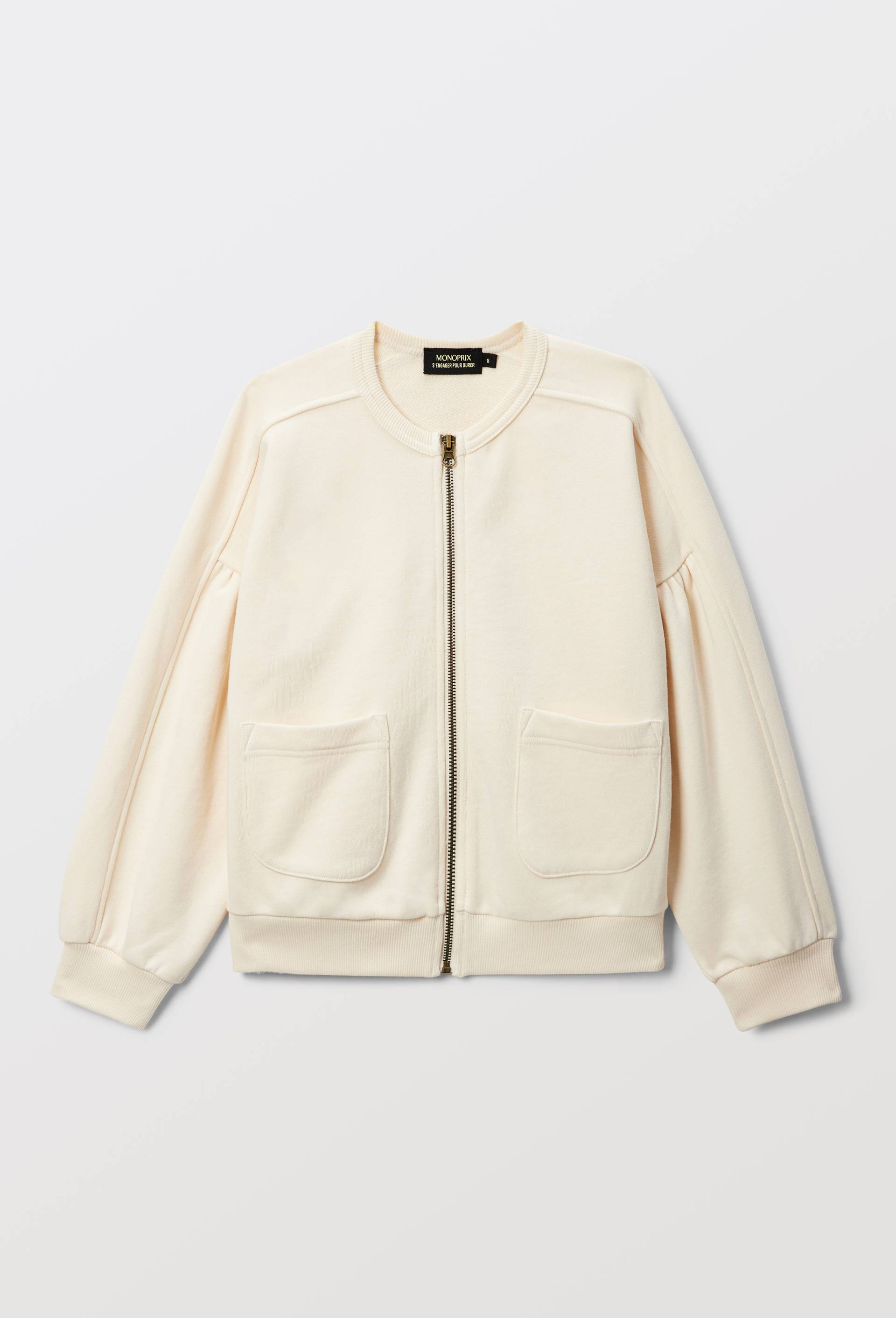 Sweat uni zipp&eacute;, Beige clair, large image number 2.0