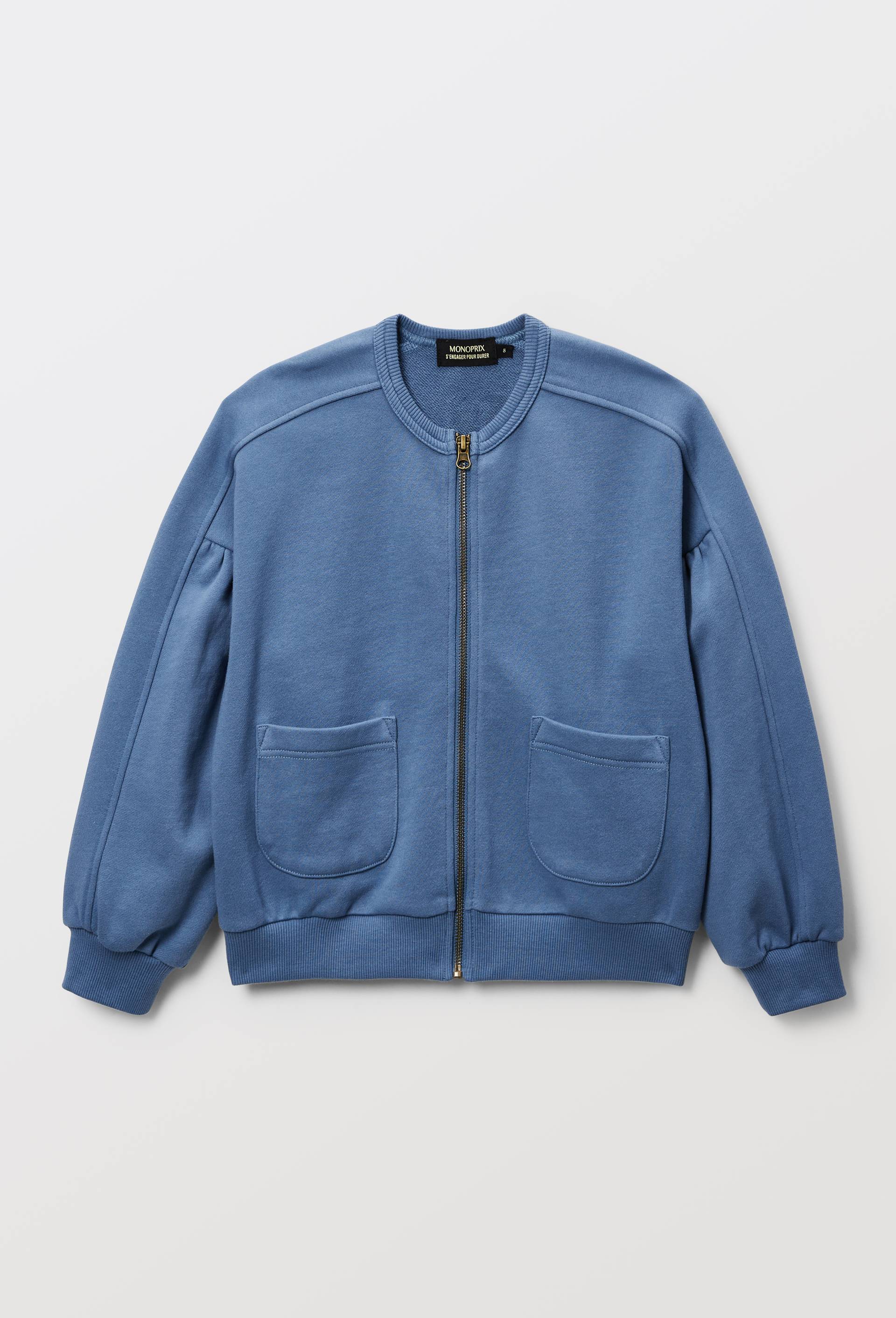 Sweat uni zipp&eacute;, Bleu, large image number 1