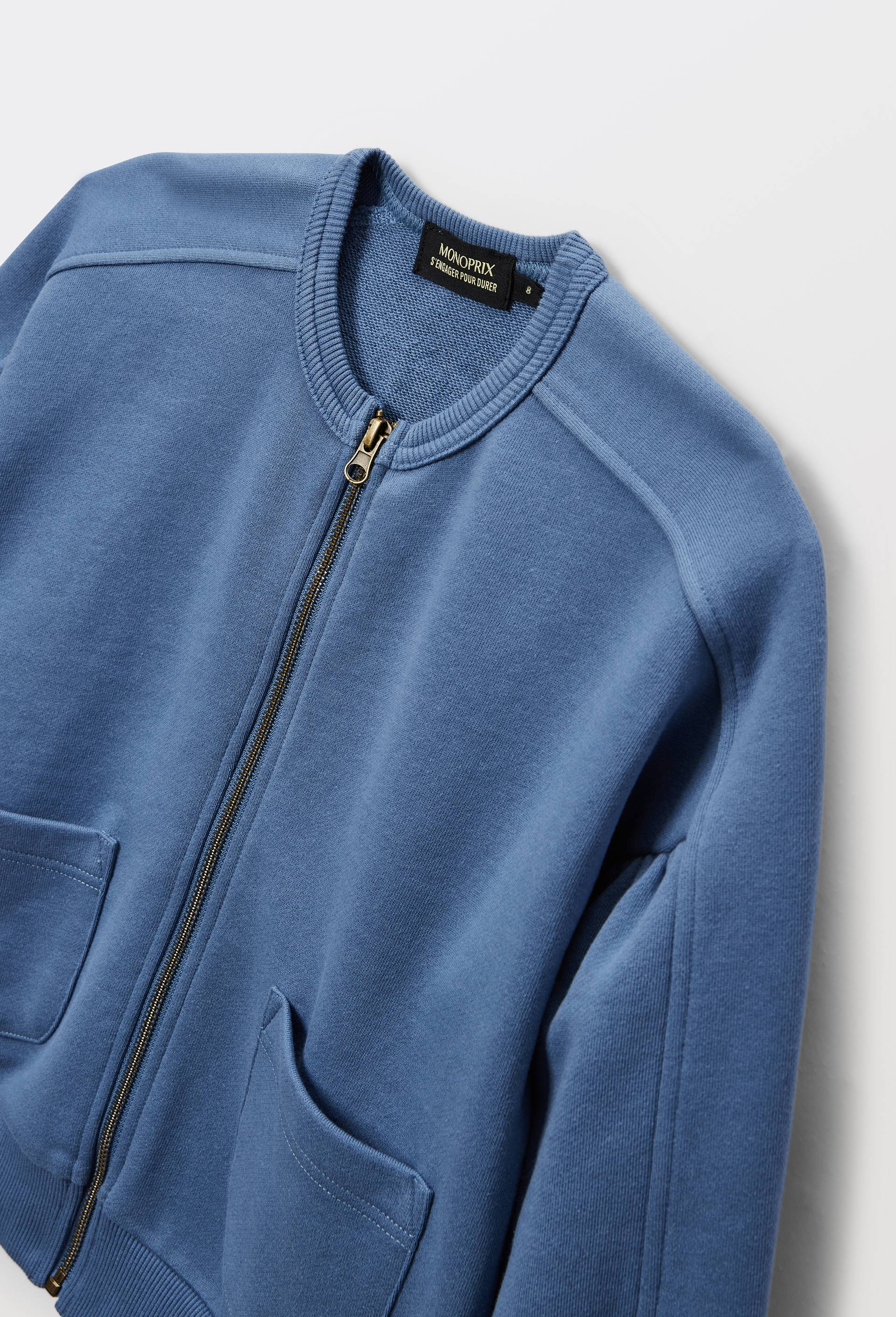 Sweat uni zipp&eacute;, Bleu, large image number 3