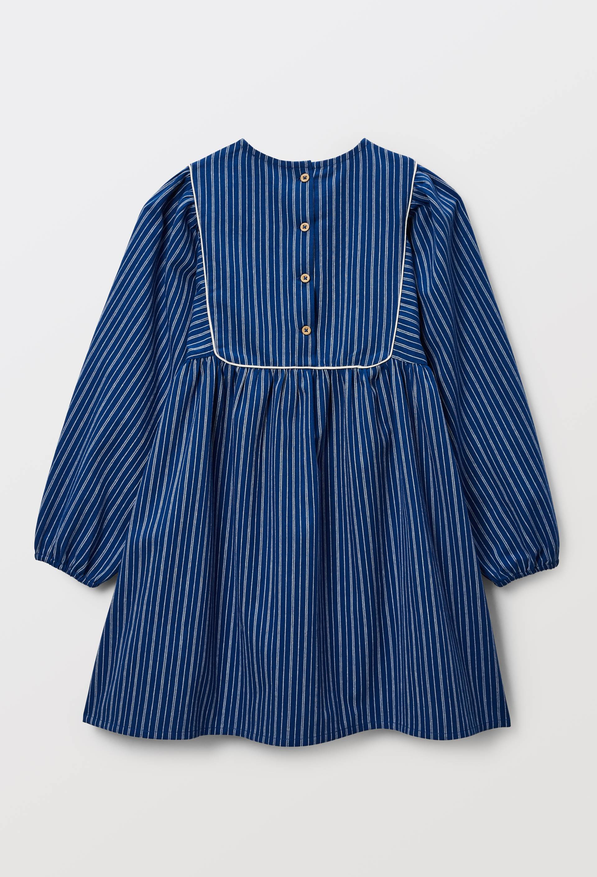 Robe ray&eacute;e et brod&eacute;e, Bleu fonc&eacute;, large image number 2.0