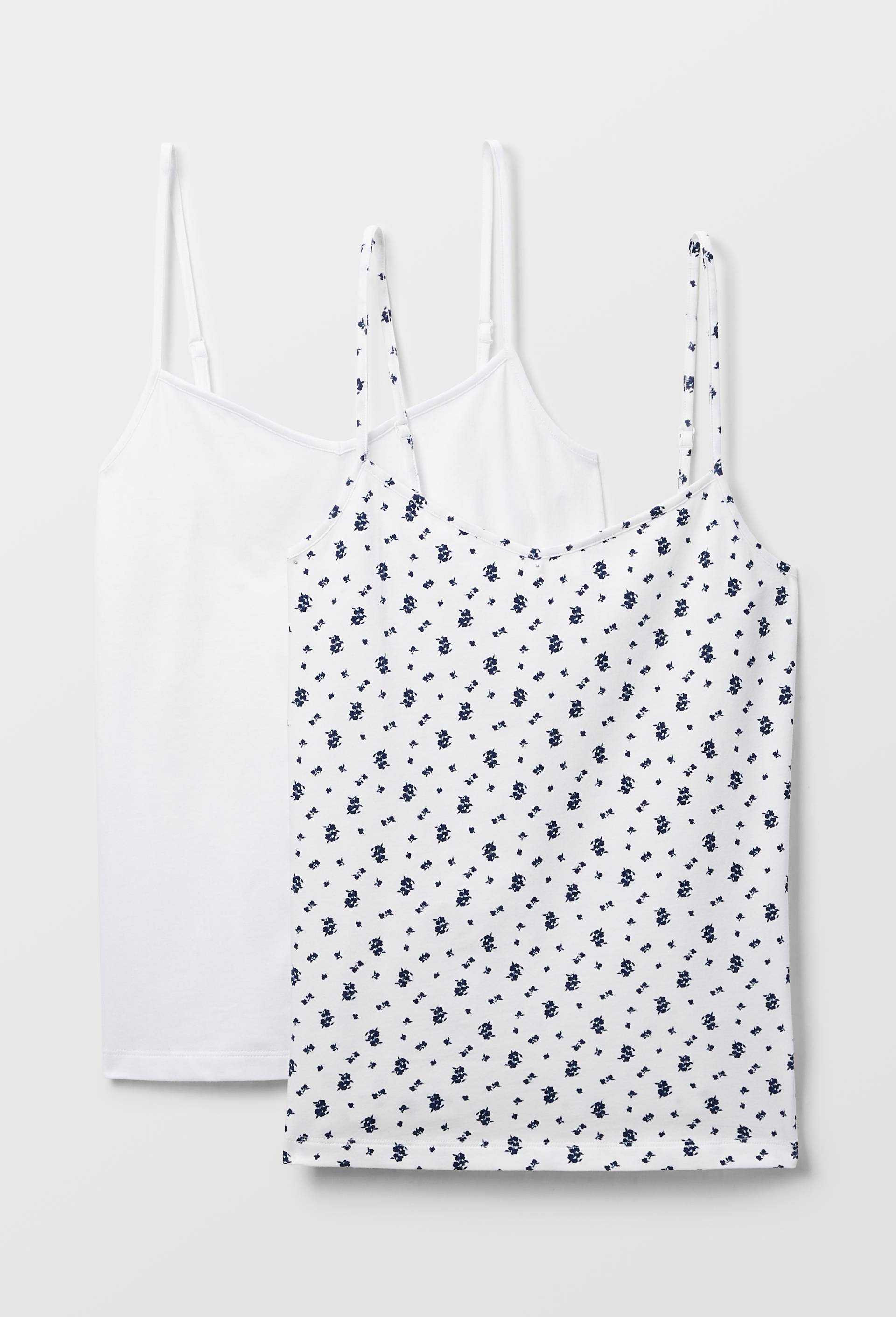 Lot de 2 caracos fines bretelles en coton BIO GOTS, Blanc, large image number 0