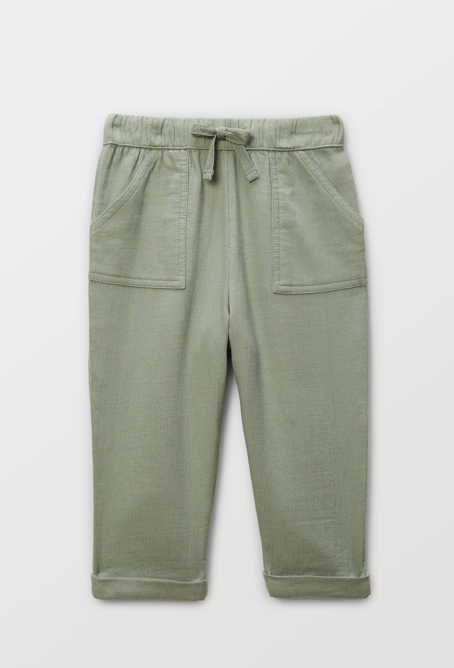 Pantalon taille &eacute;lastique uni en gaze de coton BIO GOTS, Vert, swatch image
