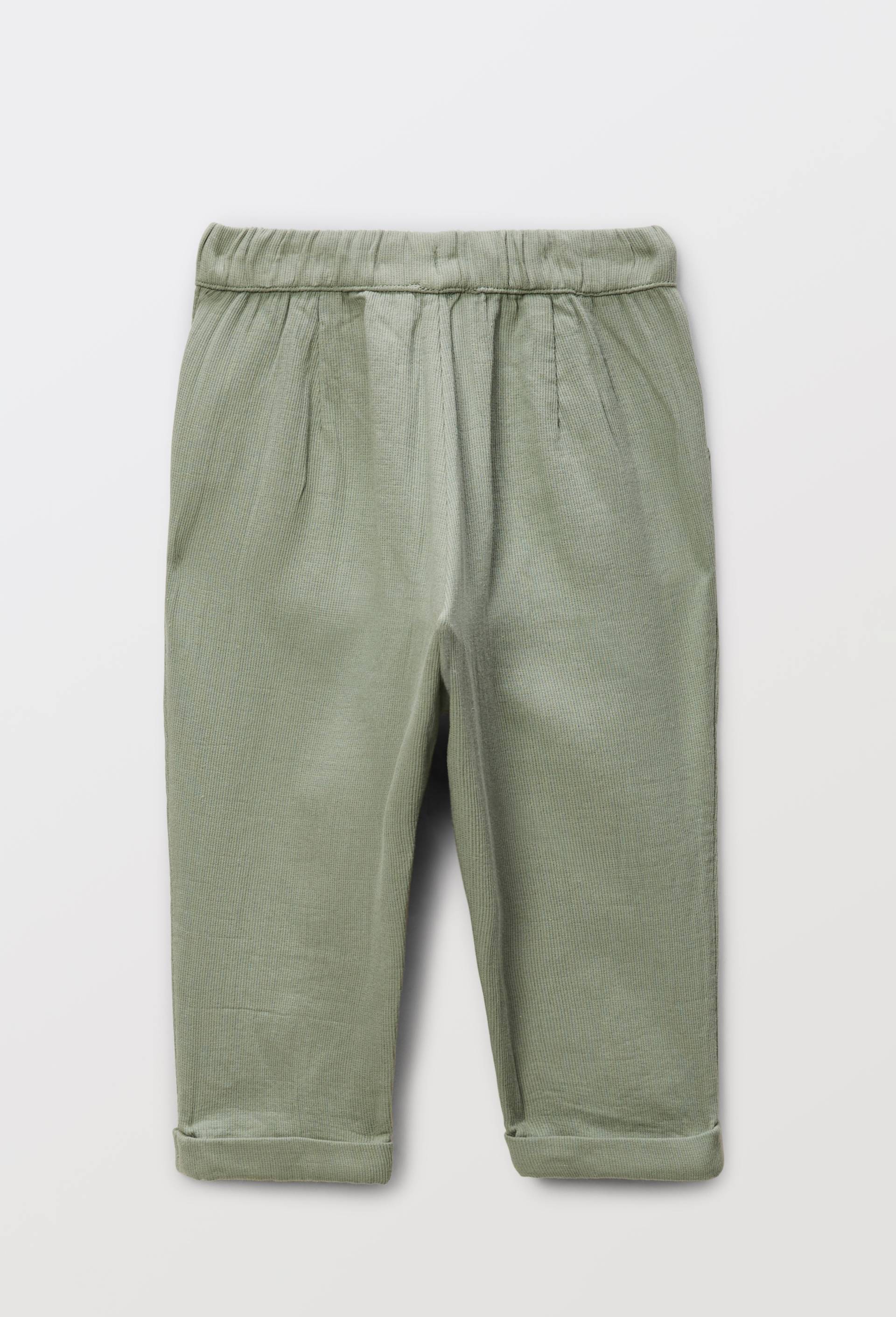Pantalon taille &eacute;lastique uni en gaze de coton BIO GOTS, Vert, large image number 1