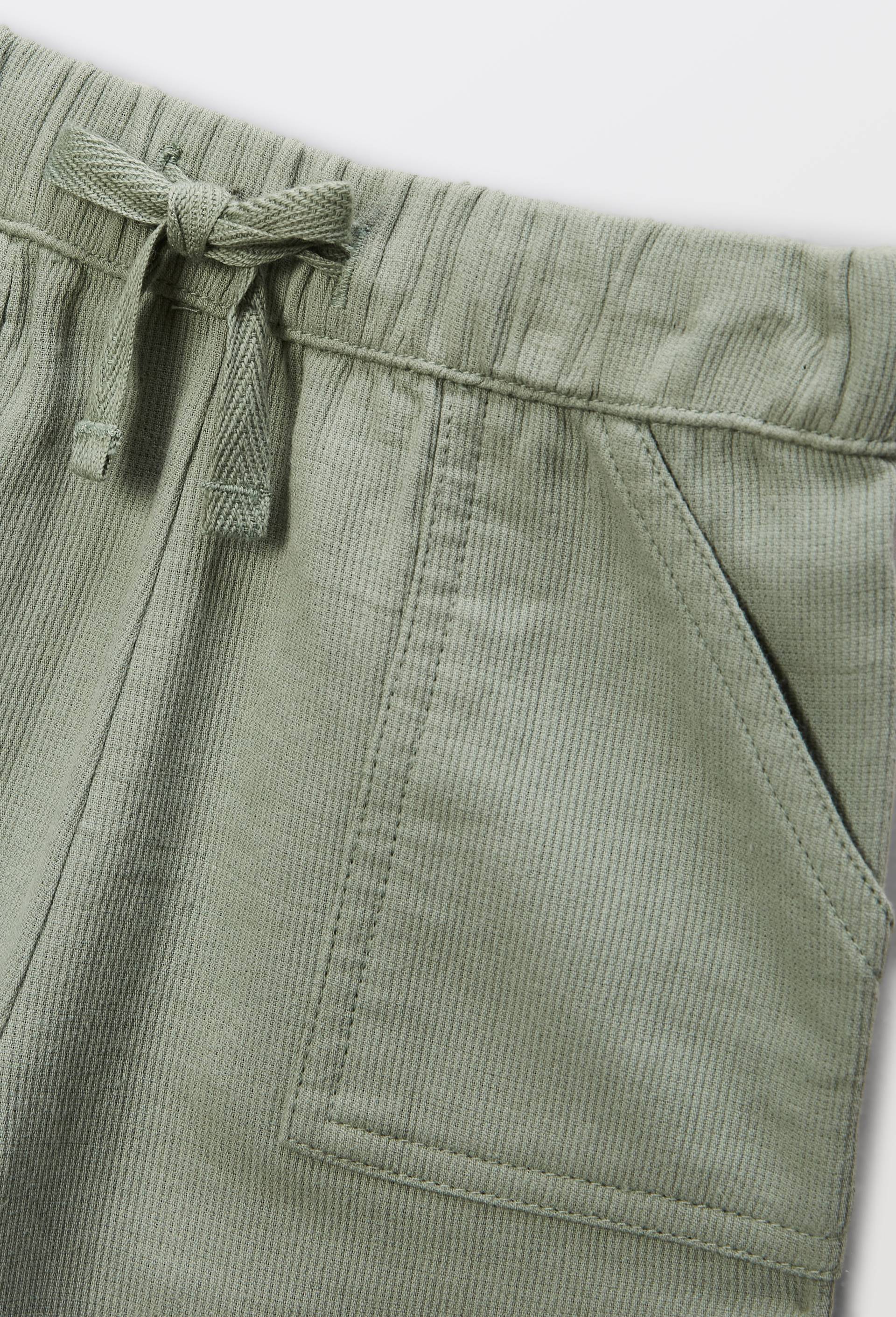 Pantalon taille &eacute;lastique uni en gaze de coton BIO GOTS, Vert, large image number 2