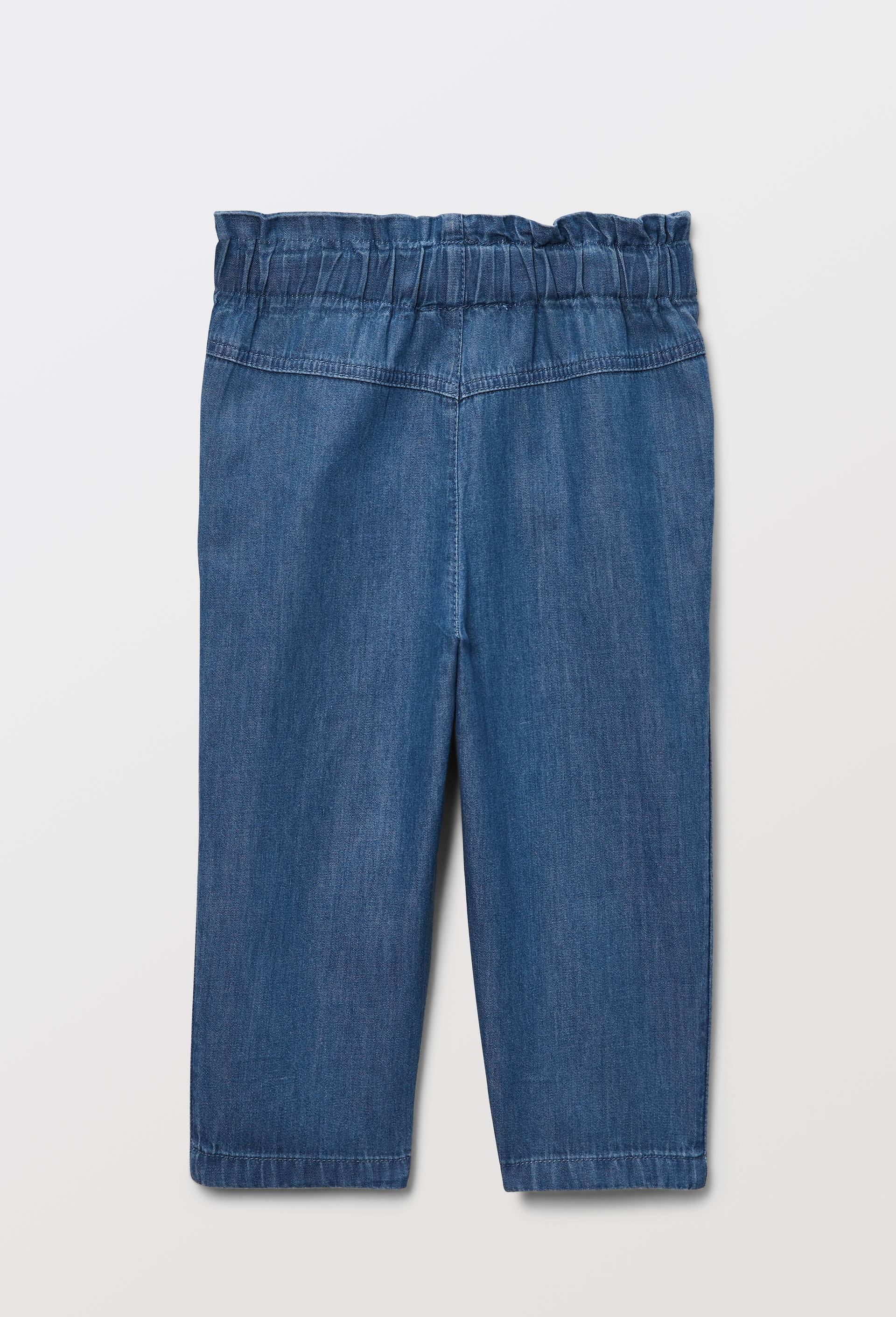 Pantalon taille &eacute;lastique en chambray en coton BIO GOTS, Bleu fonc&eacute;, large image number 1.0