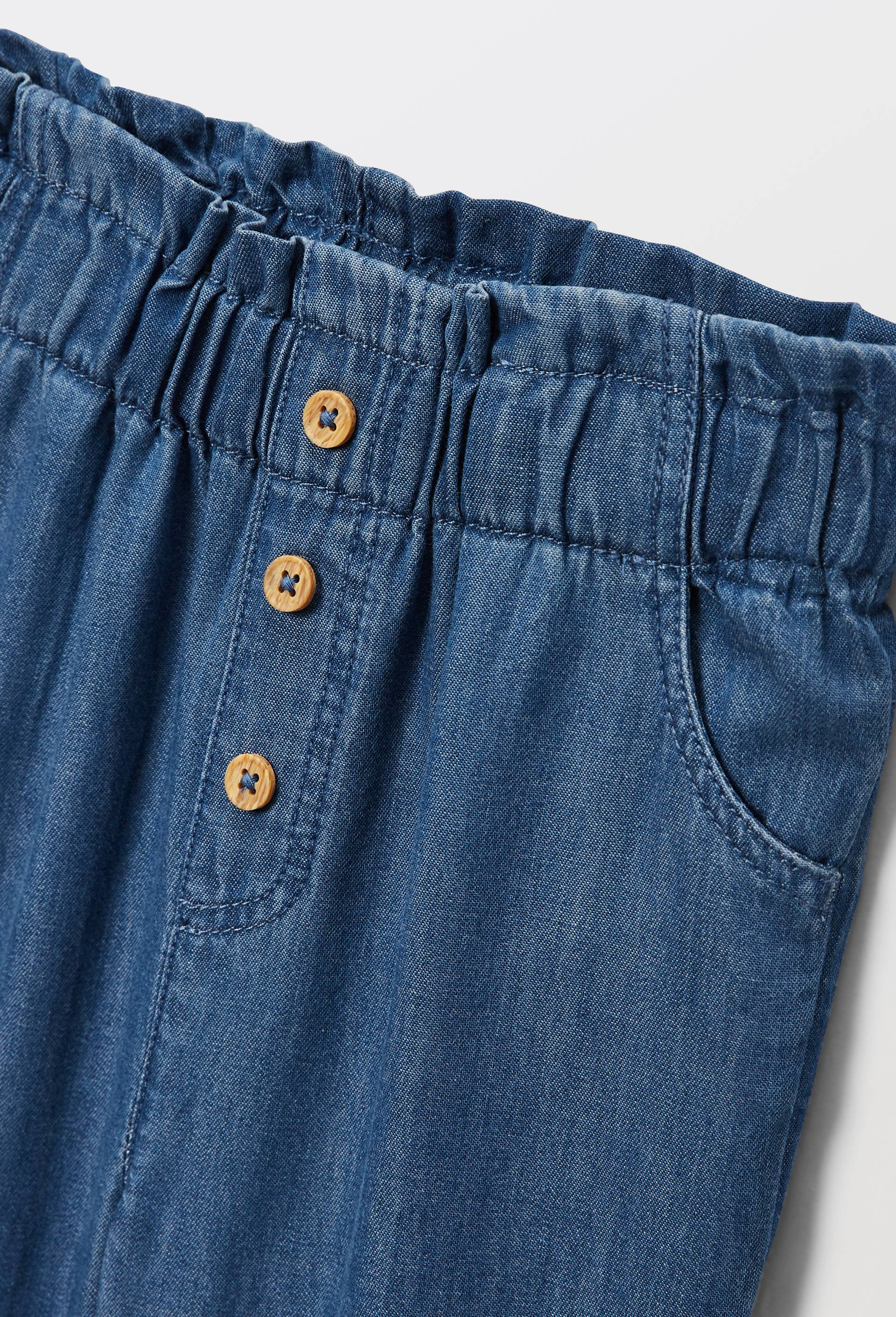 Pantalon taille &eacute;lastique en chambray en coton BIO GOTS, Bleu fonc&eacute;, large image number 2