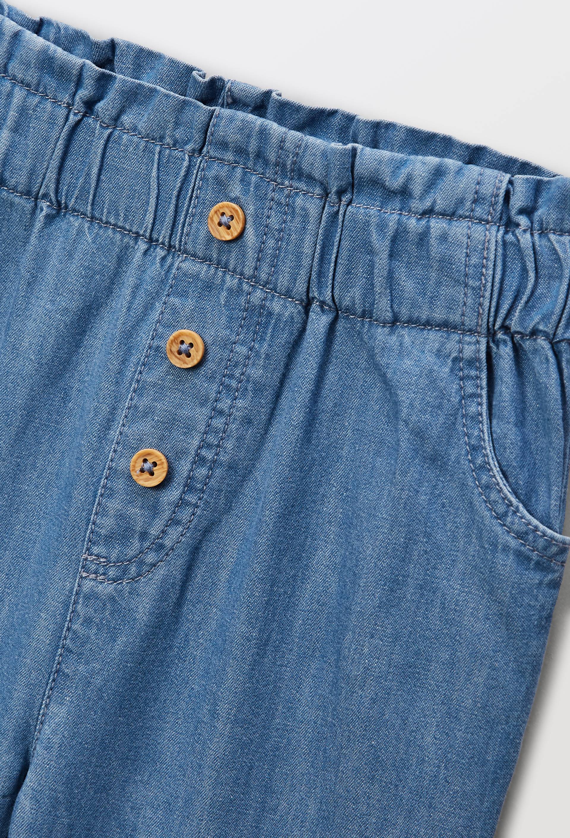 Pantalon taille &eacute;lastique en chambray en coton BIO GOTS, Bleu, large image number 2