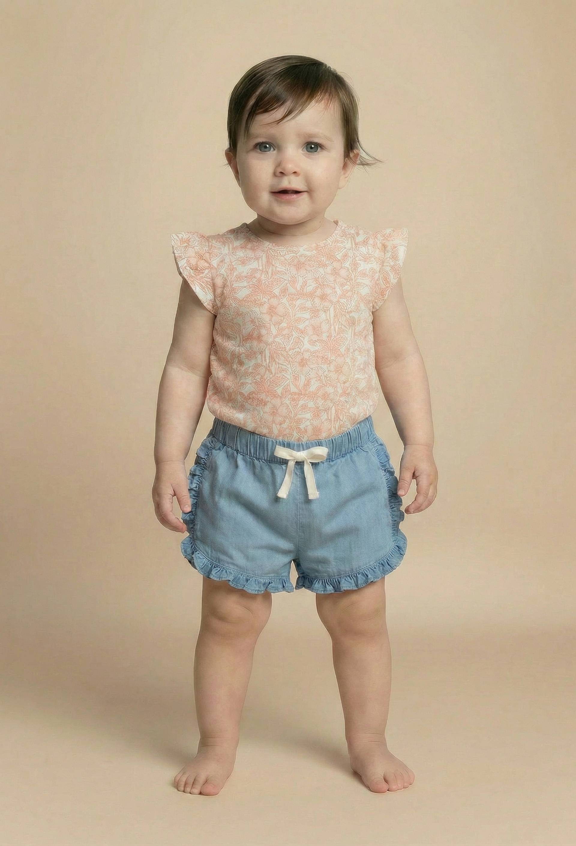 Short uni en chambray en coton BIO GOTS, Bleu, large image number 0.0