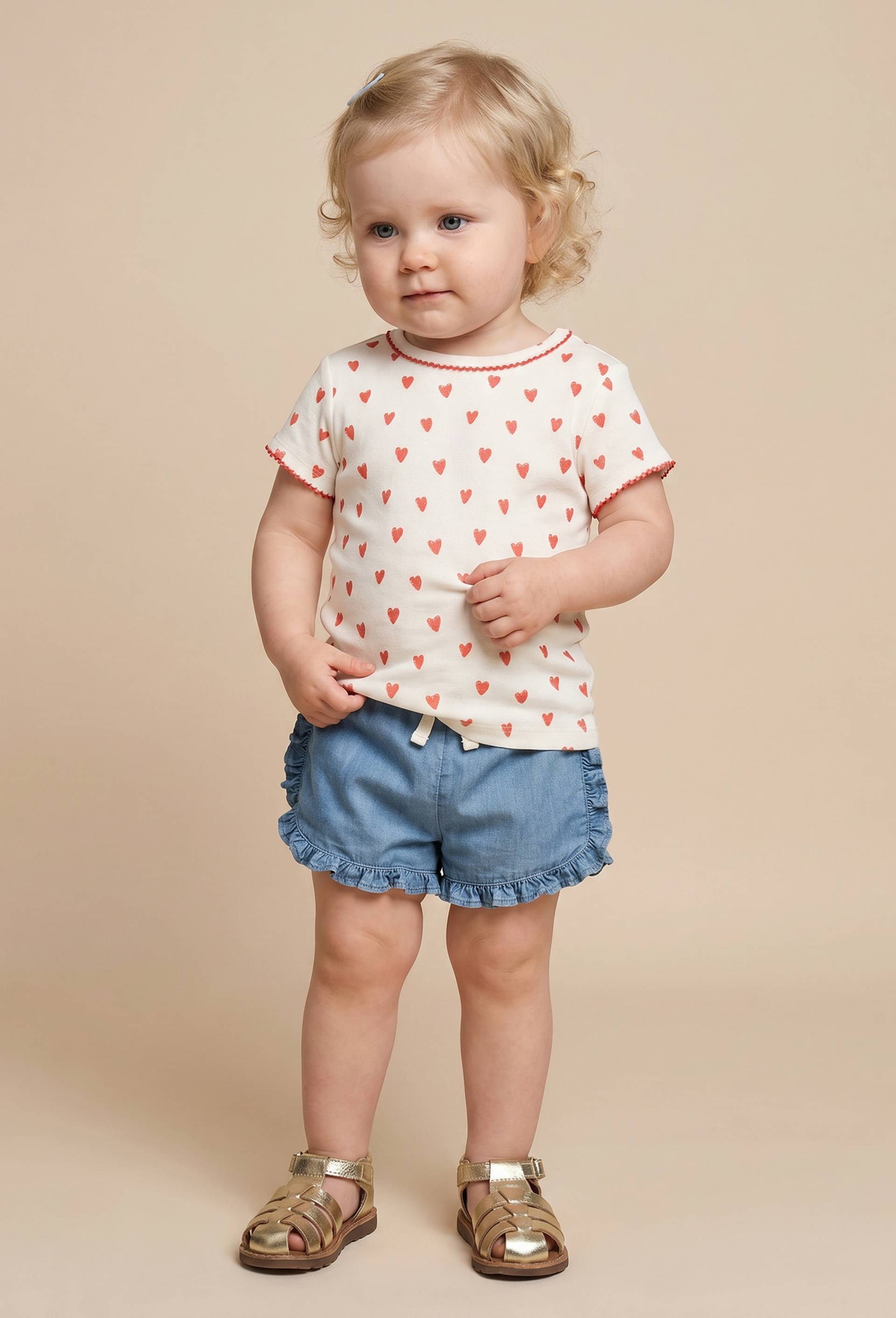 Short uni en chambray en coton BIO GOTS, Bleu, large image number 0