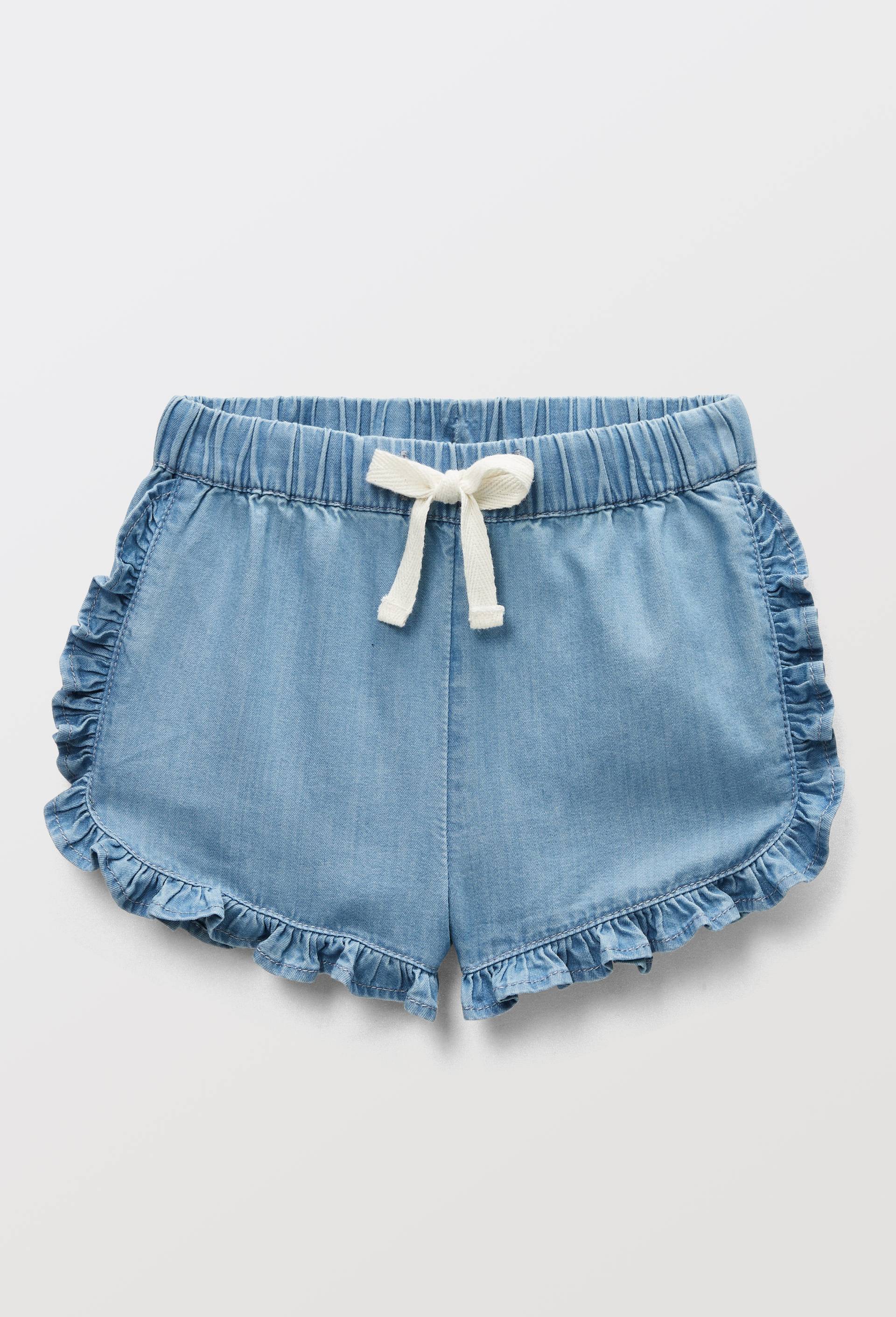Short uni en chambray en coton BIO GOTS, Bleu, large image number 1.0