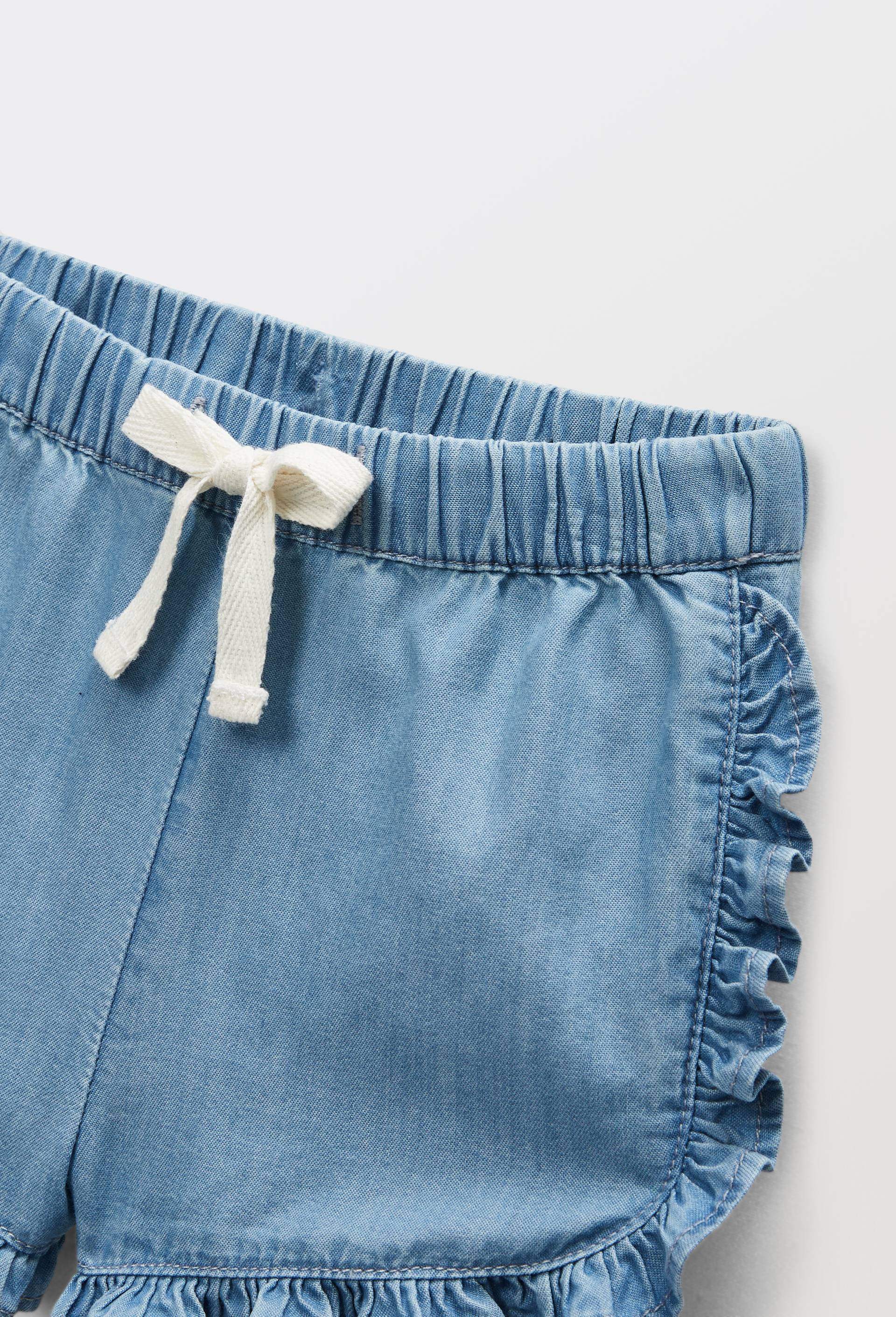 Short uni en chambray en coton BIO GOTS, Bleu, large image number 3