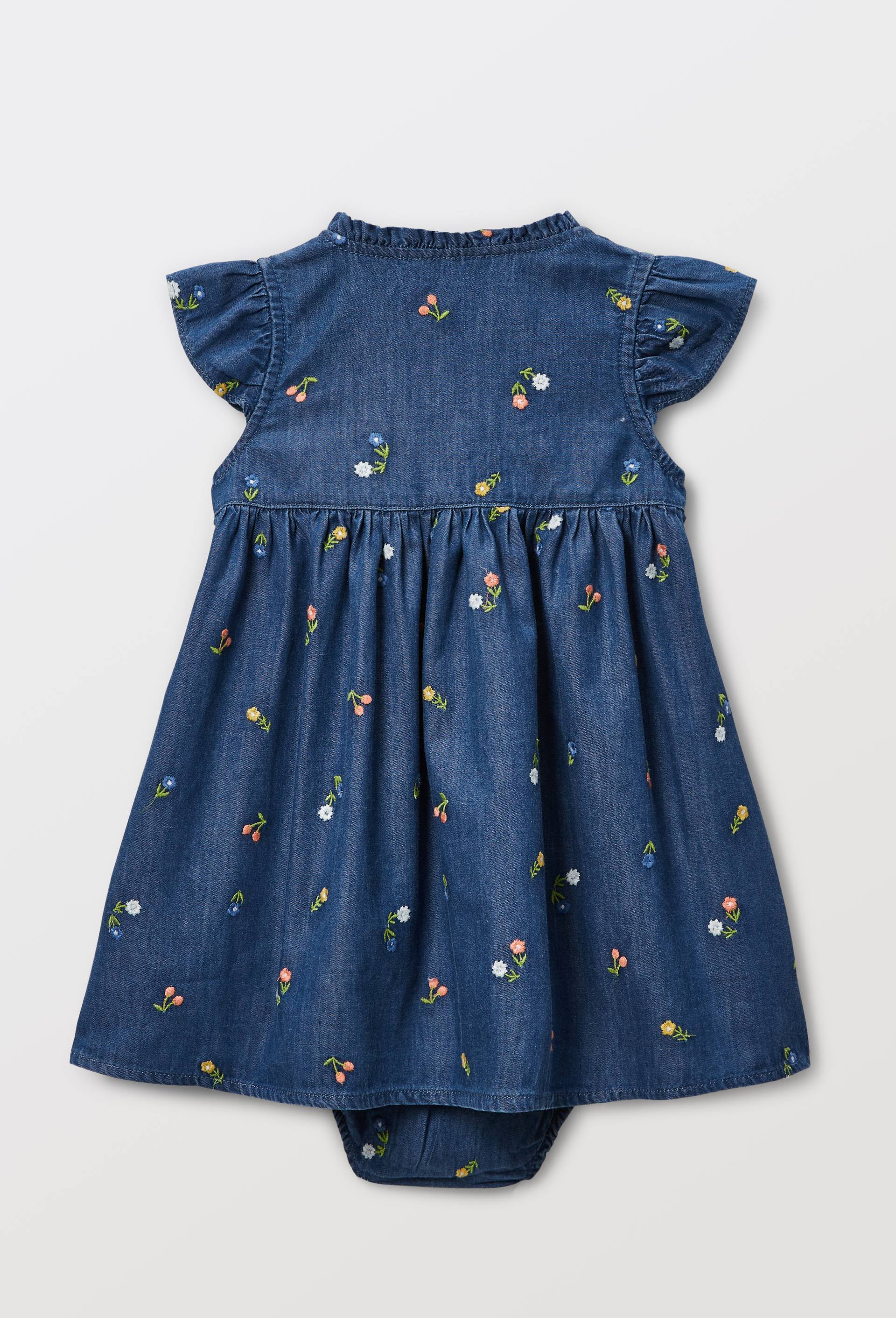 Robe portefeuille avec bloomer brod&eacute;s en coton BIO GOTS, Bleu fonc&eacute;, large image number 1.0