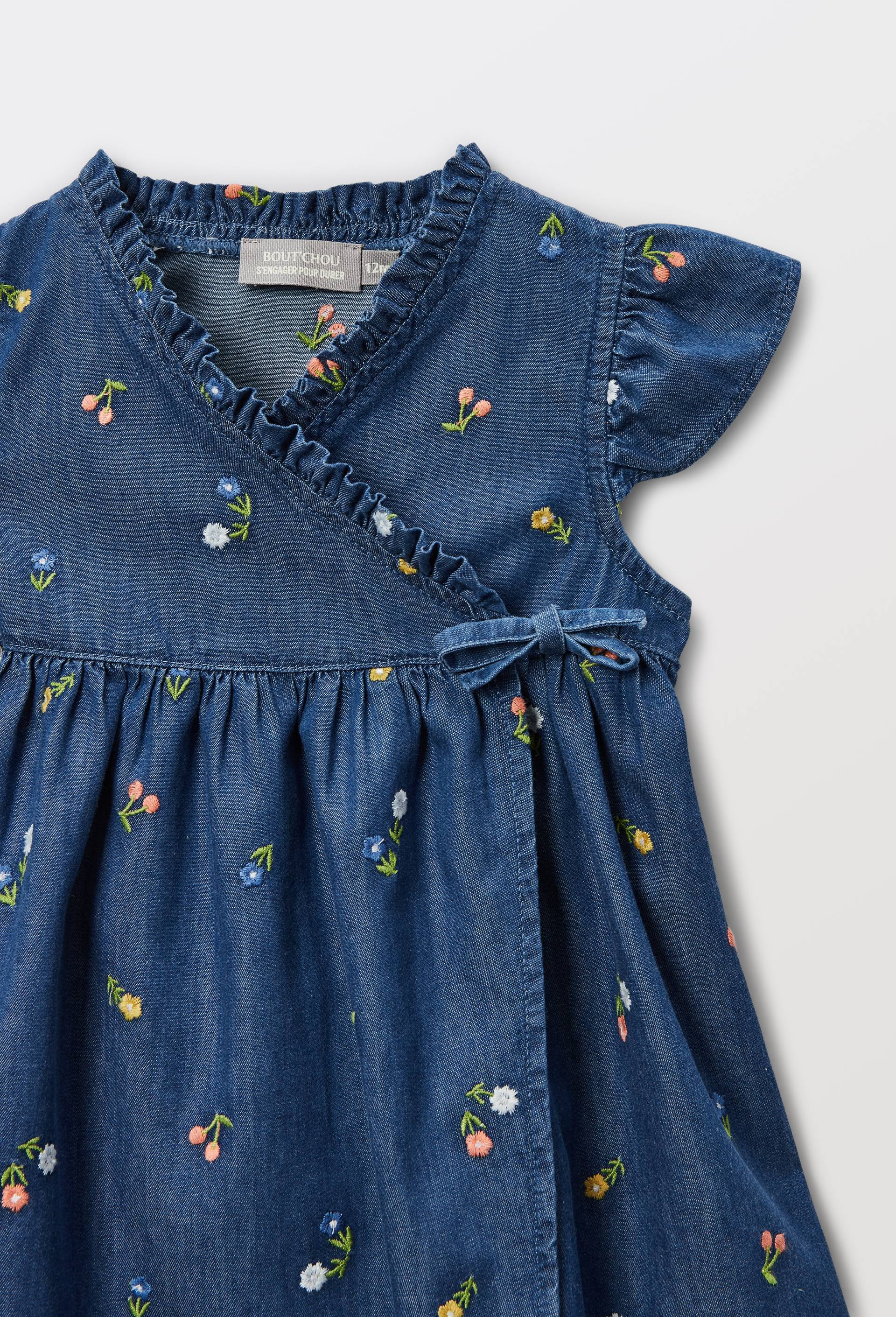 Robe portefeuille avec bloomer brod&eacute;s en coton BIO GOTS, Bleu fonc&eacute;, large image number 2