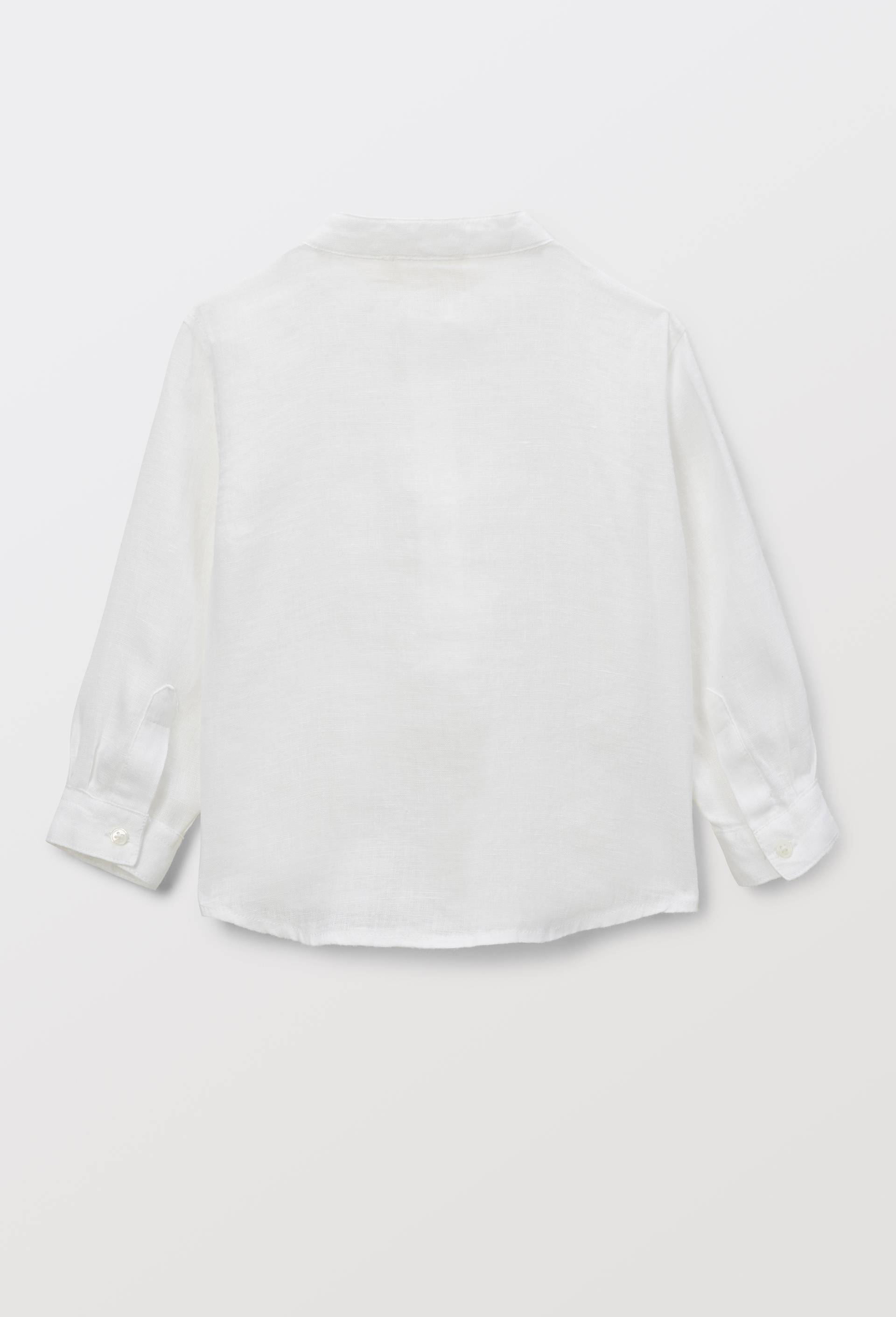 Chemise col mao unie en lin, Blanc, large image number 1.0