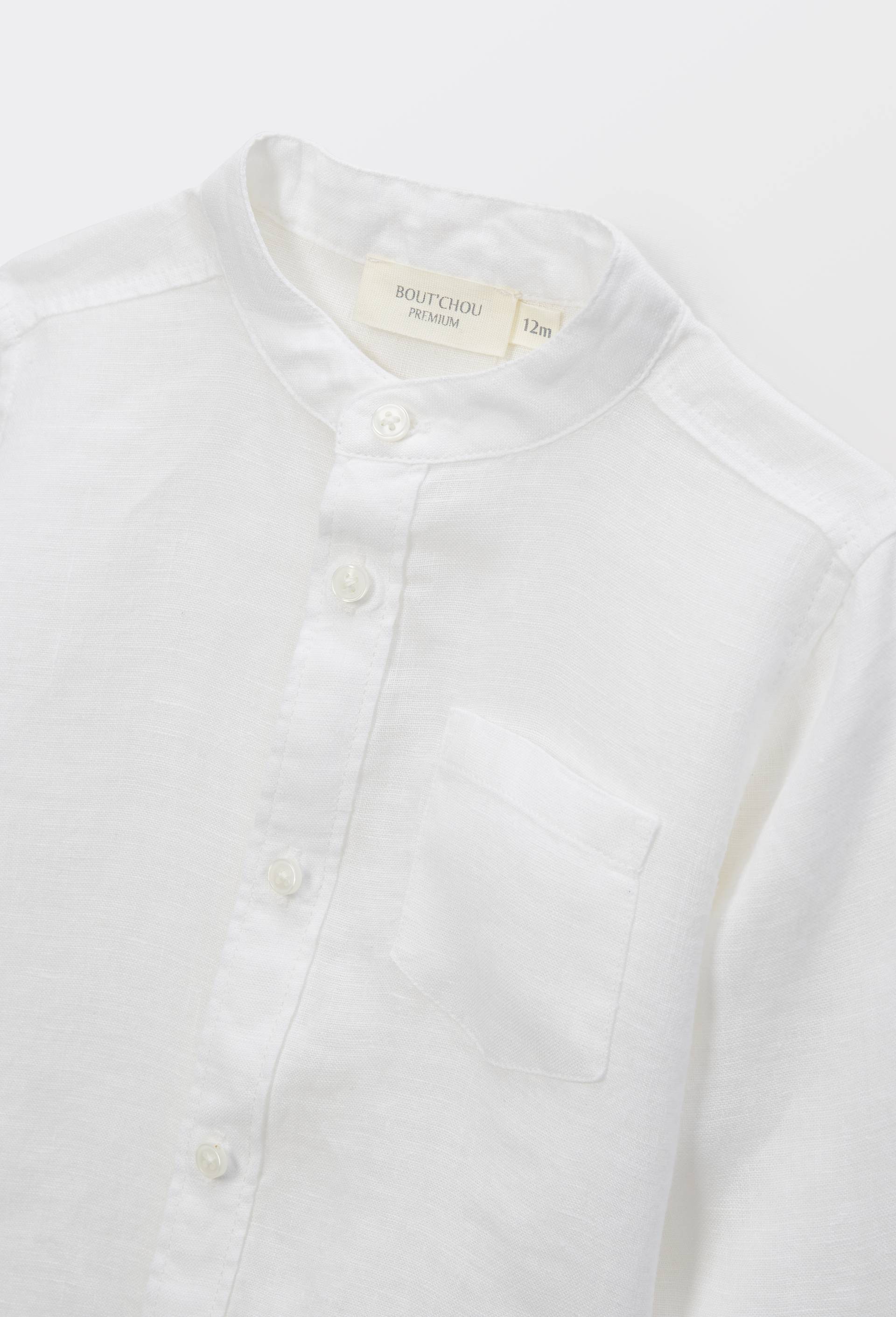 Chemise col mao unie en lin, Blanc, large image number 2