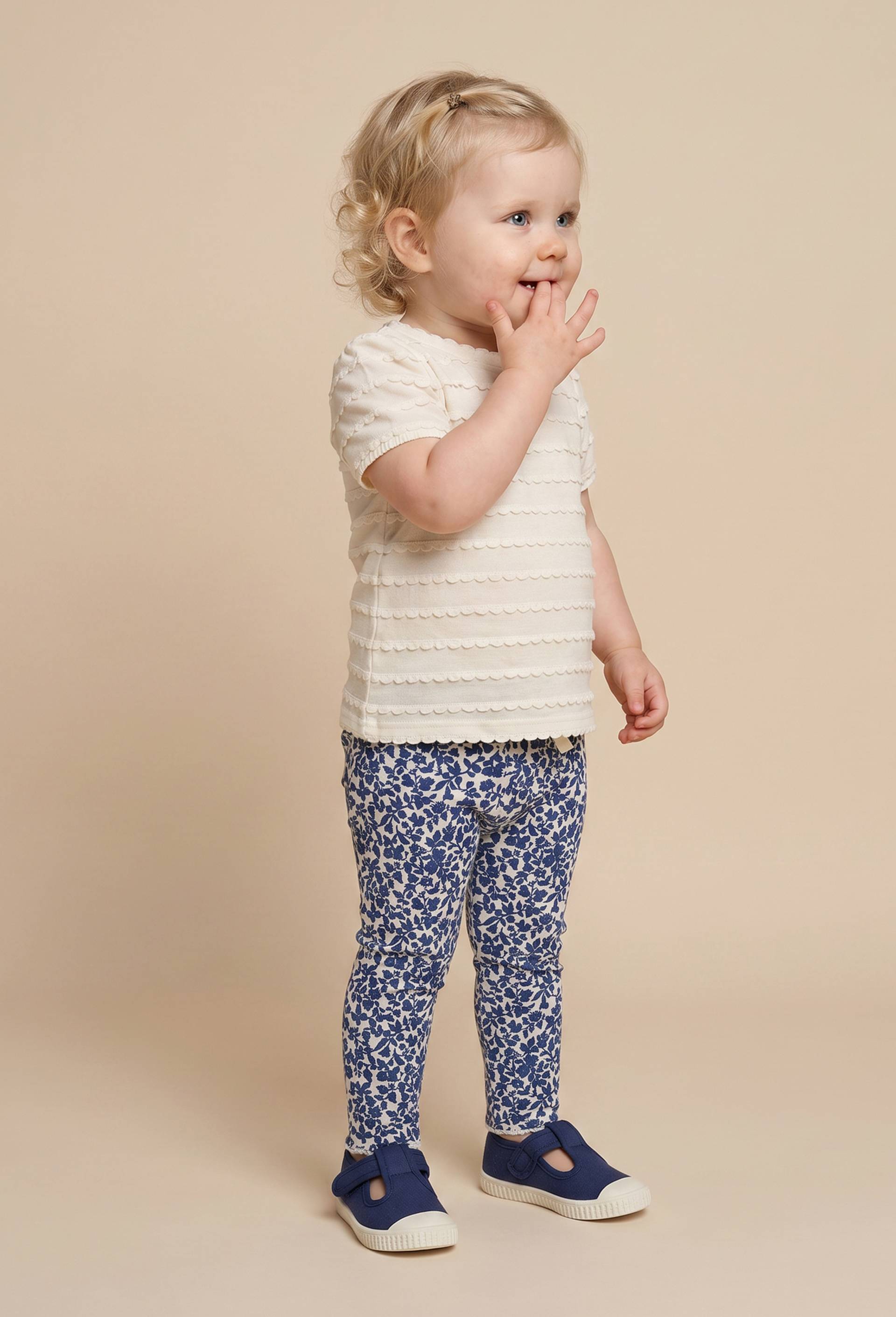 Legging imprim&eacute; en coton BIO GOTS, Beige clair, large image number 0