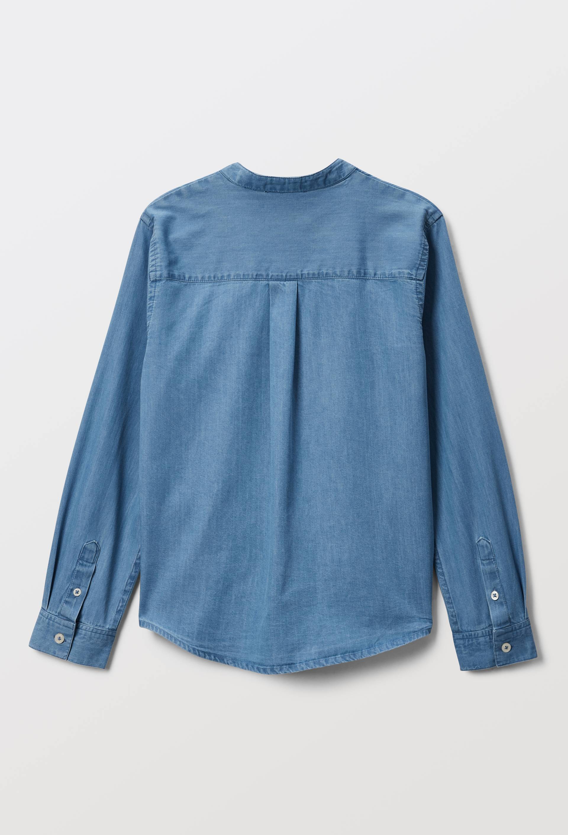 Chemise en chambray col mao en coton, Bleu fonc&eacute;, large image number 2.0