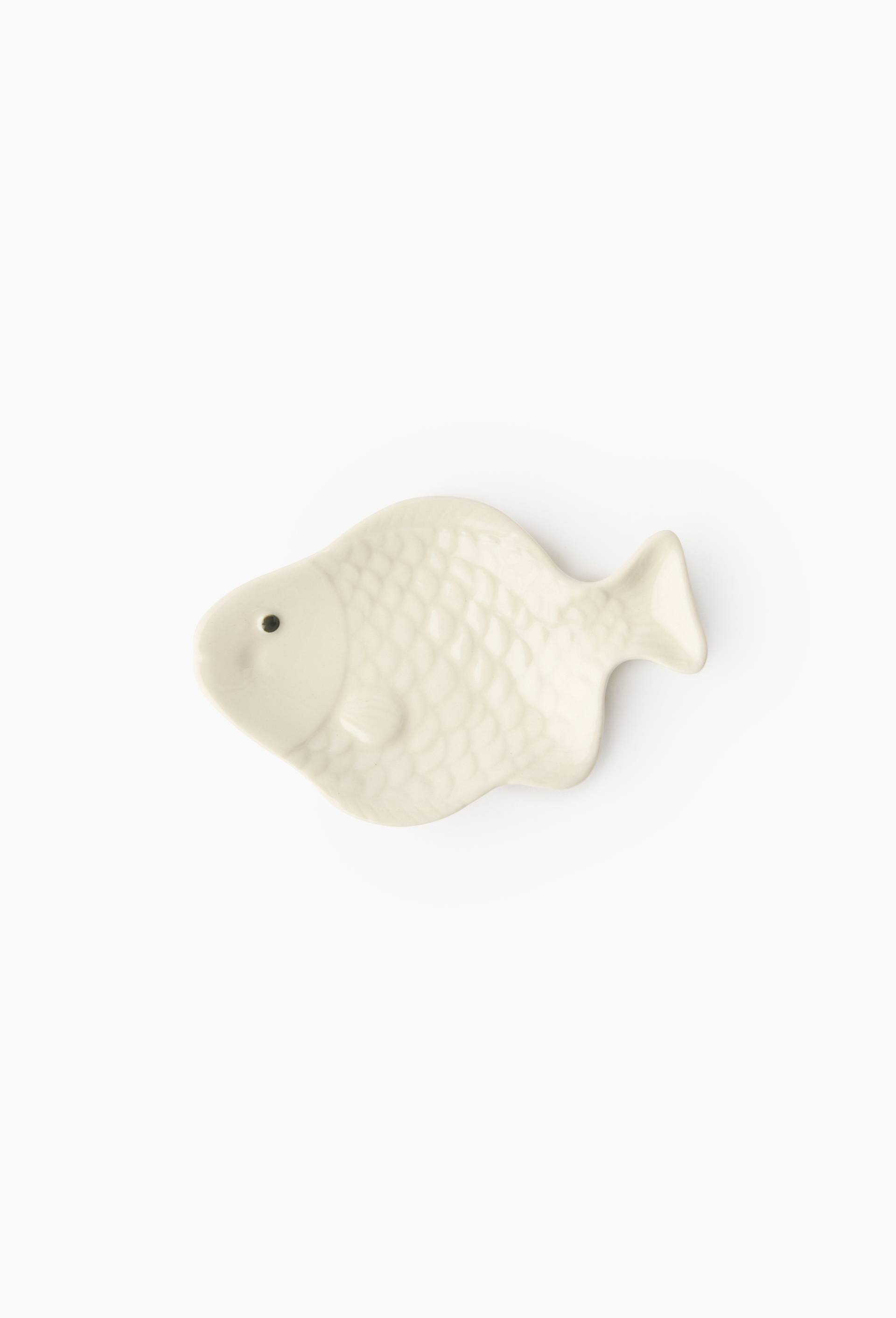 Coupelle en forme poisson, 10cm, Ecru, large image number 0