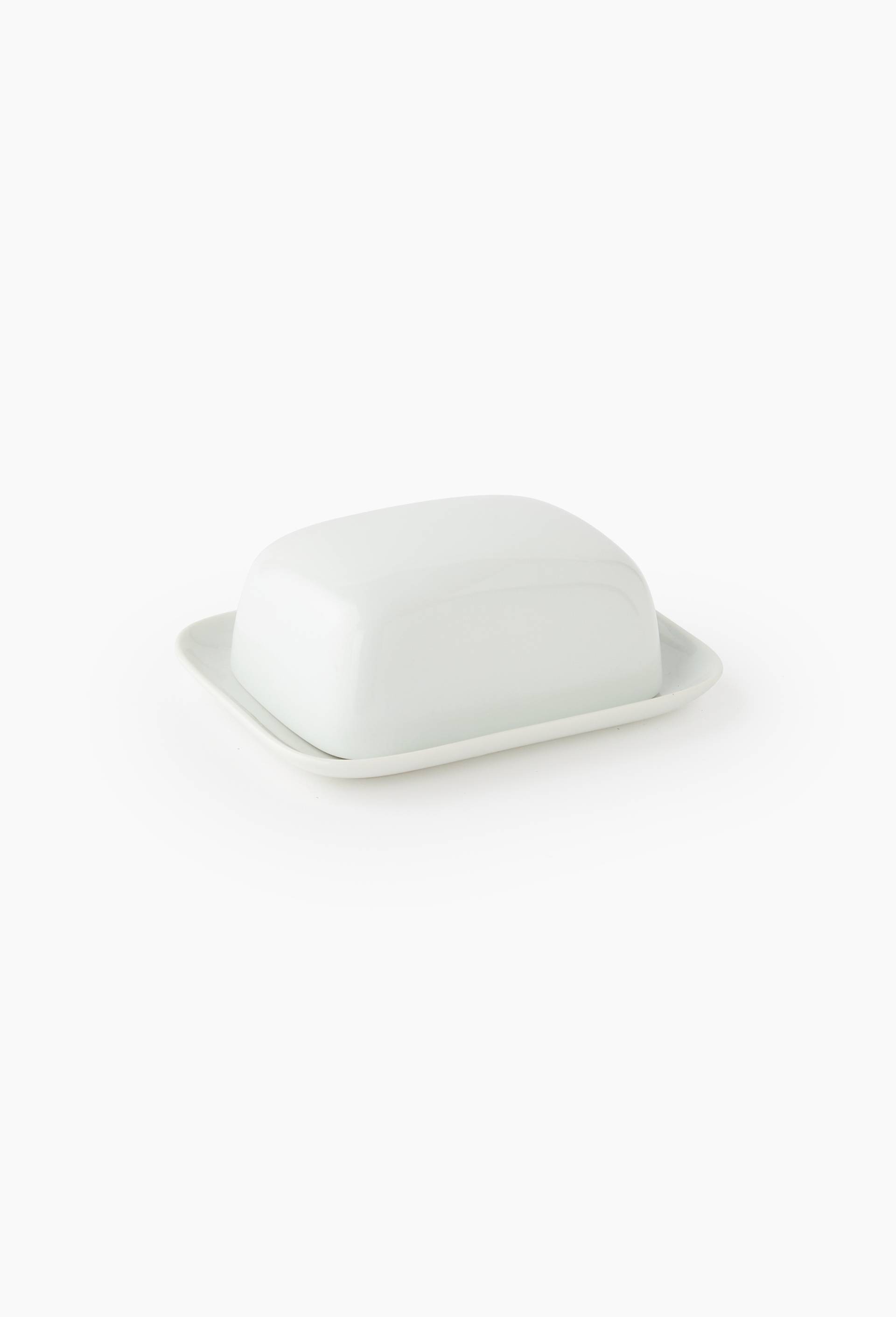Beurrier, en c&eacute;ramique, 16x13cm, Blanc, large image number 0
