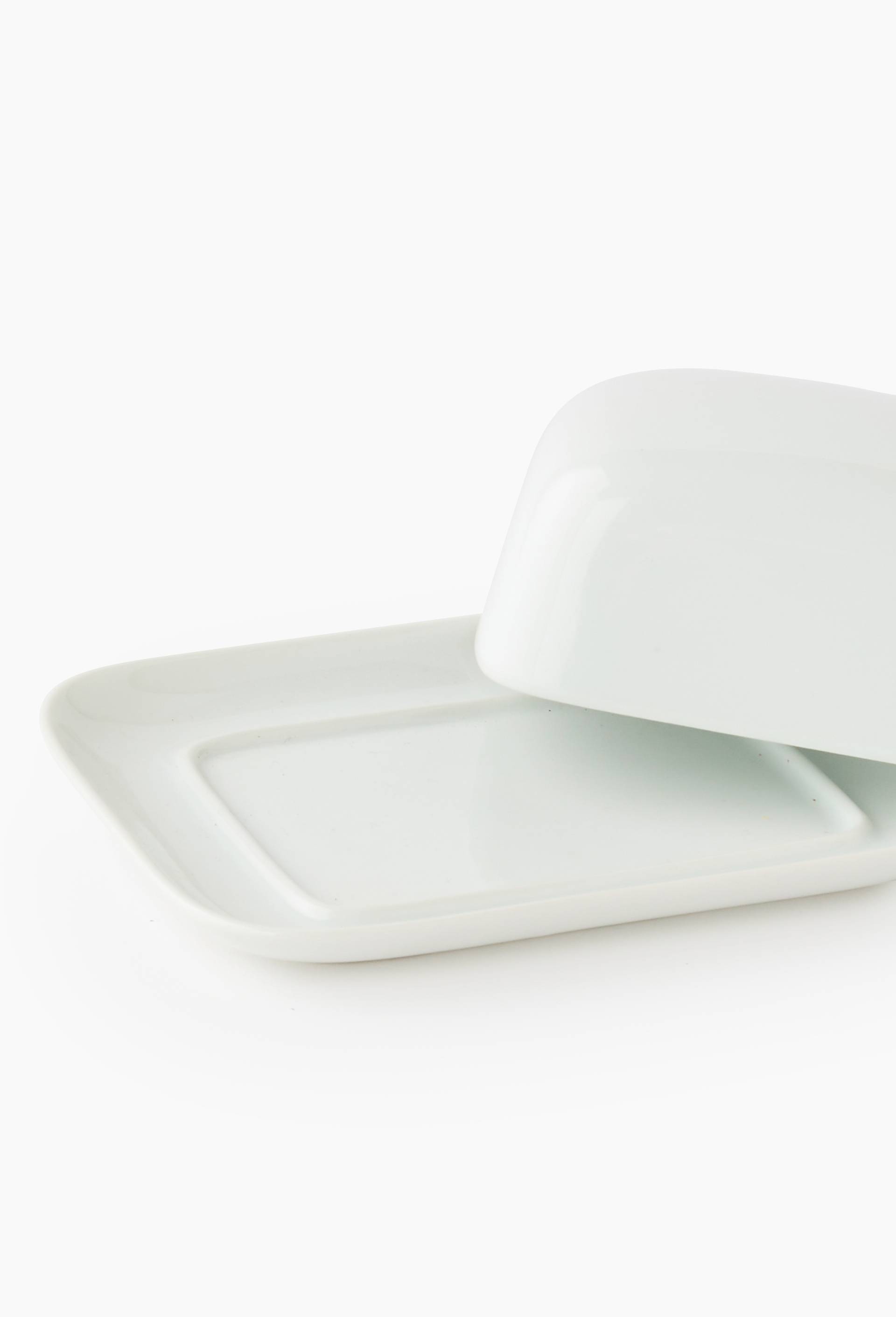 Beurrier, en c&eacute;ramique, 16x13cm, Blanc, large image number 1