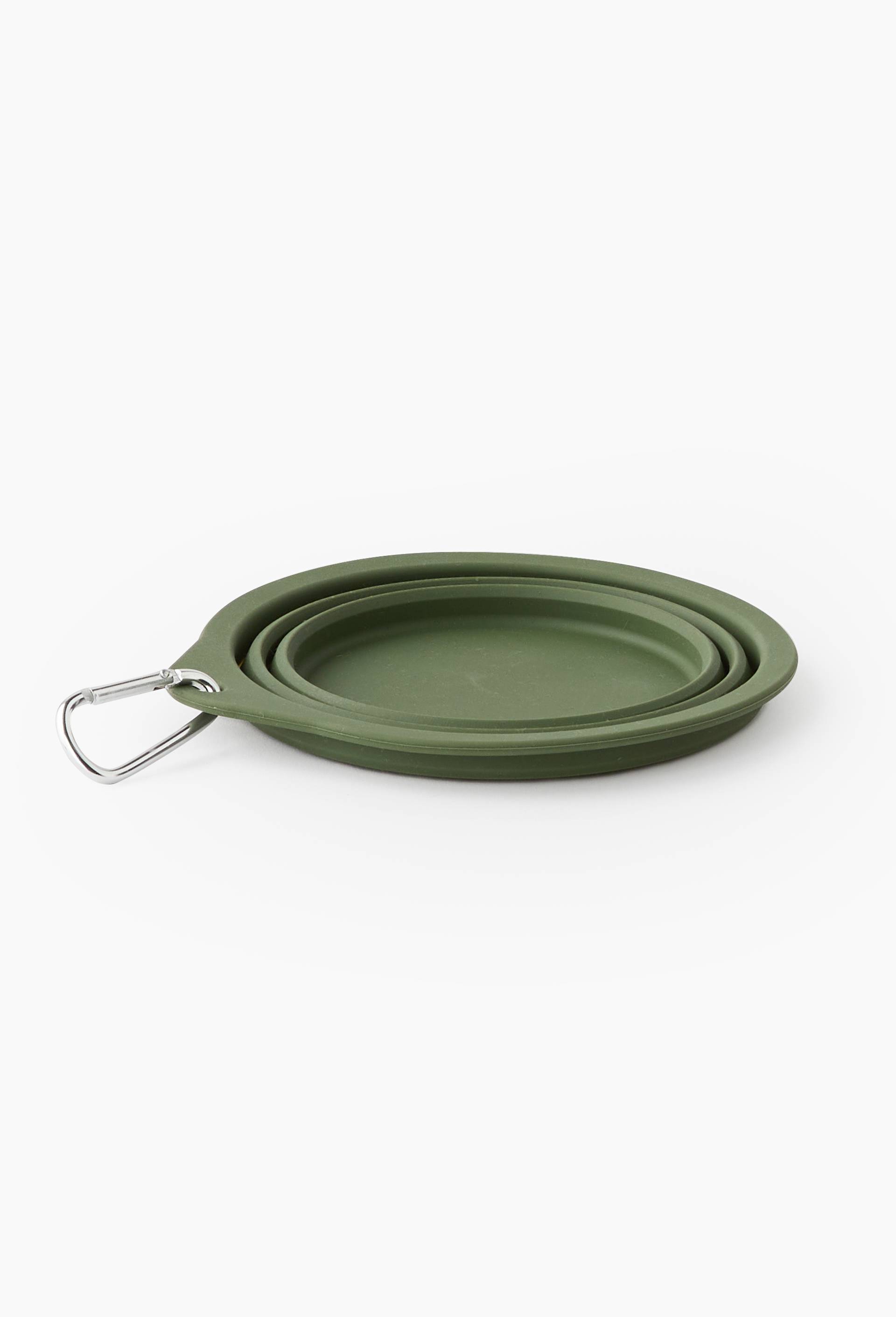 Gamelle r&eacute;tractable, 14.7x5.5cm, en silicone, Vert fonc&eacute;, large image number 1