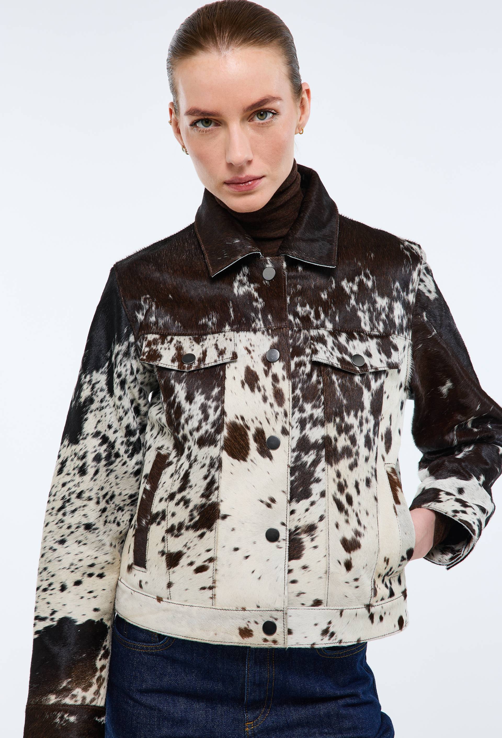 Blouson en cuir de vachette, Brun fonc&eacute;, large image number 1