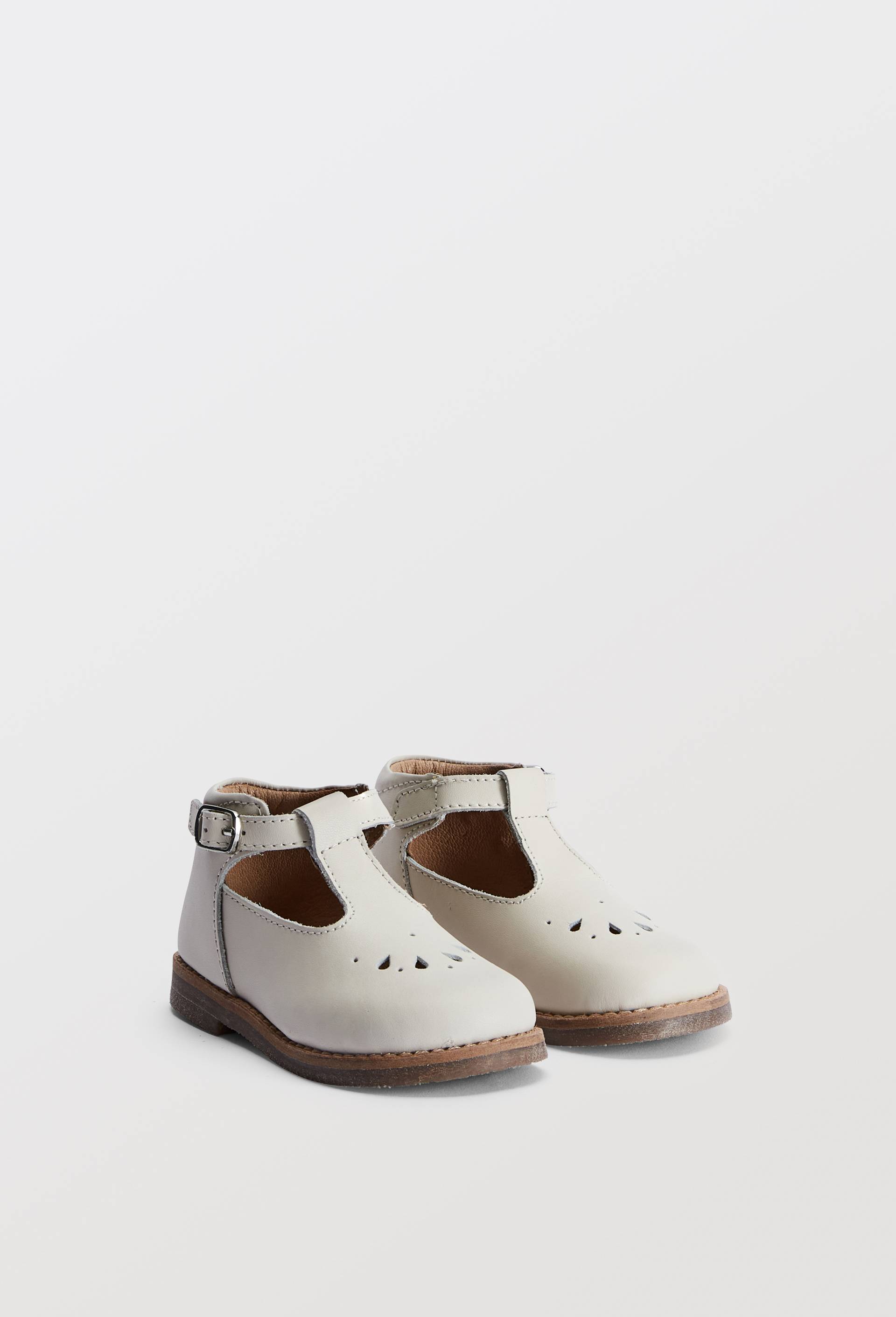 Chaussures salom&eacute;s en cuir b&eacute;b&eacute;, Ecru, large