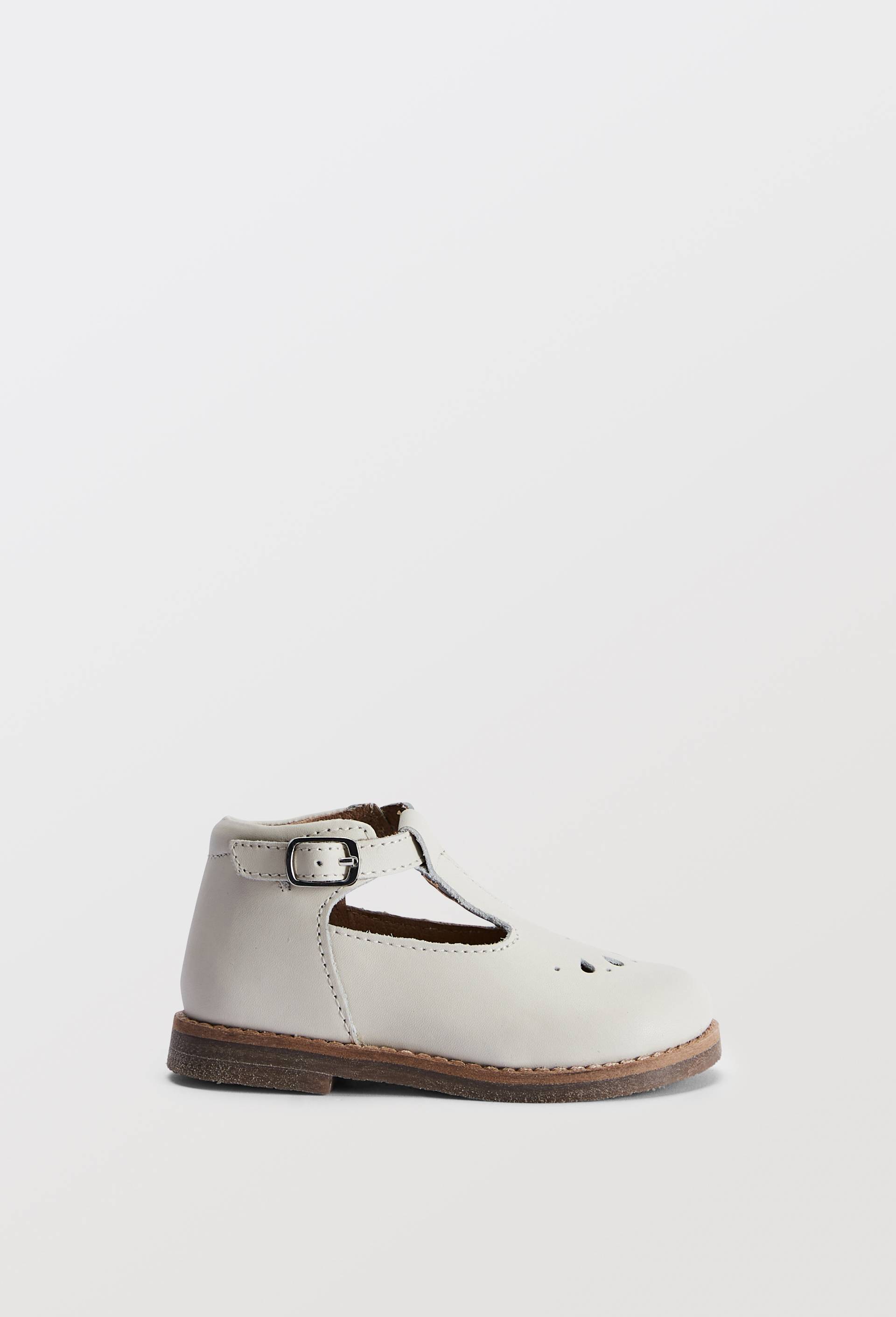 Chaussures salom&eacute;s en cuir b&eacute;b&eacute;, Ecru, large