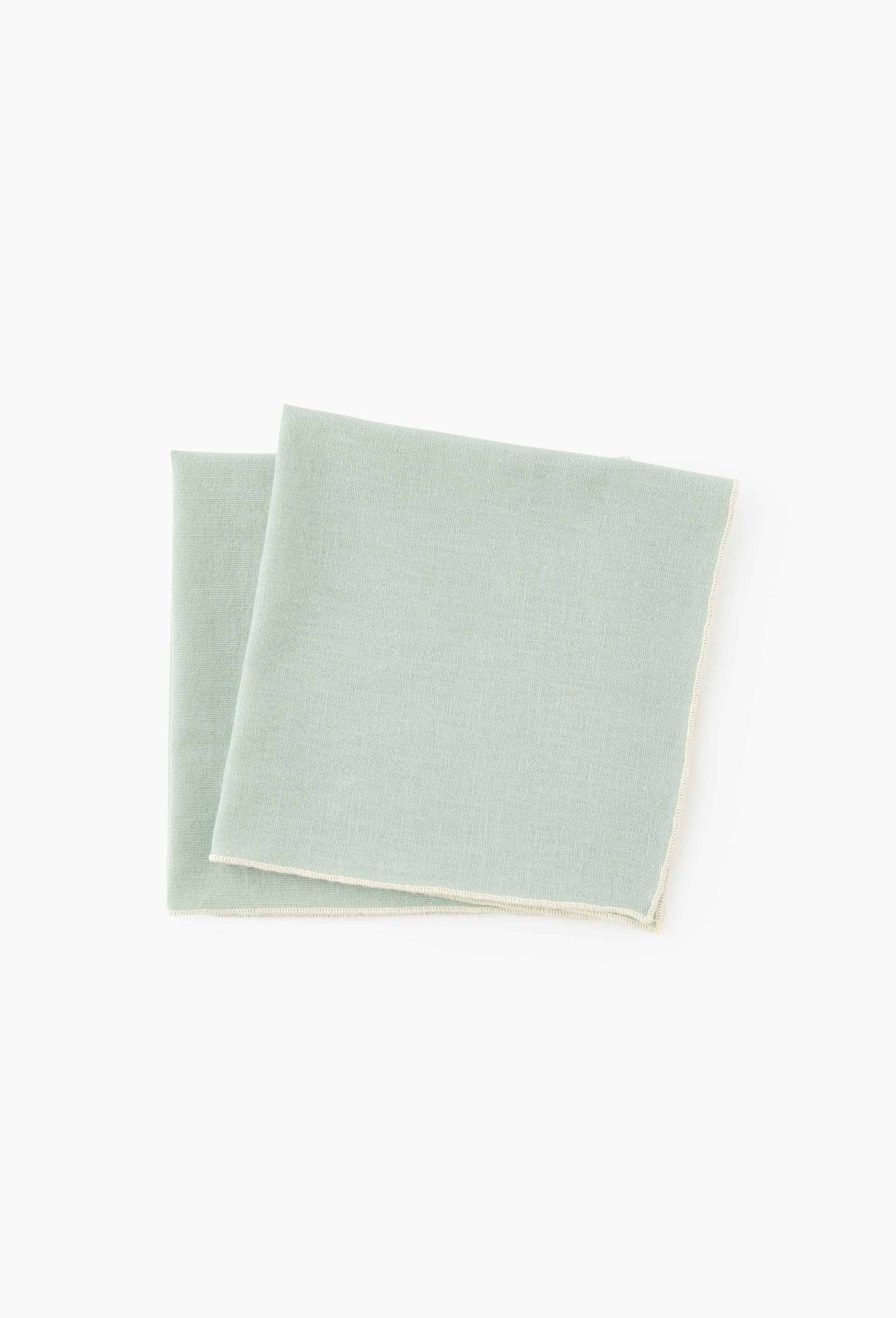 Lot de 2 serviettes de table coton-lin, 40x40cm, Vert clair, large image number 0