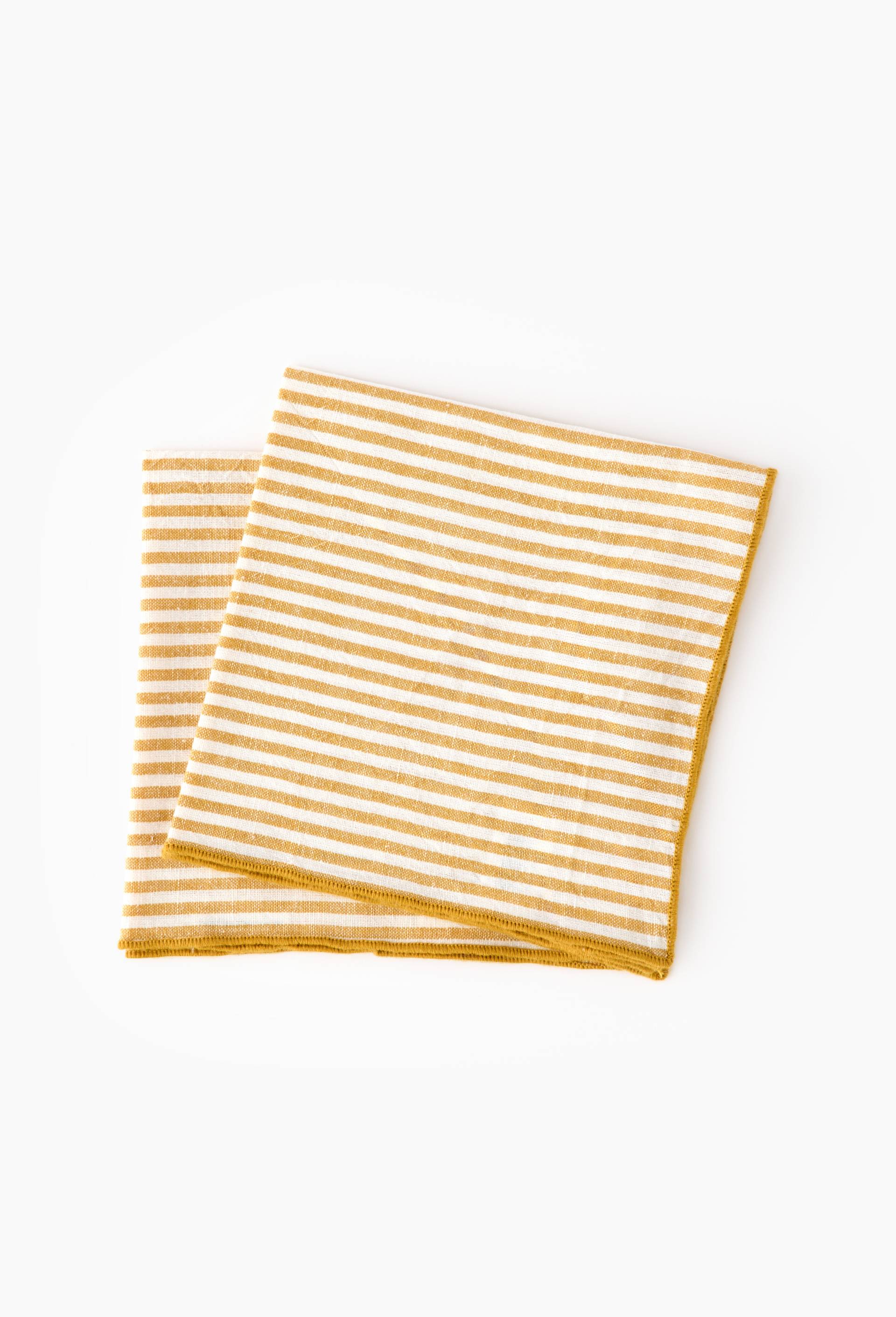 Lot de 2 serviettes de table coton-lin, 40x40cm, Jaune, swatch image