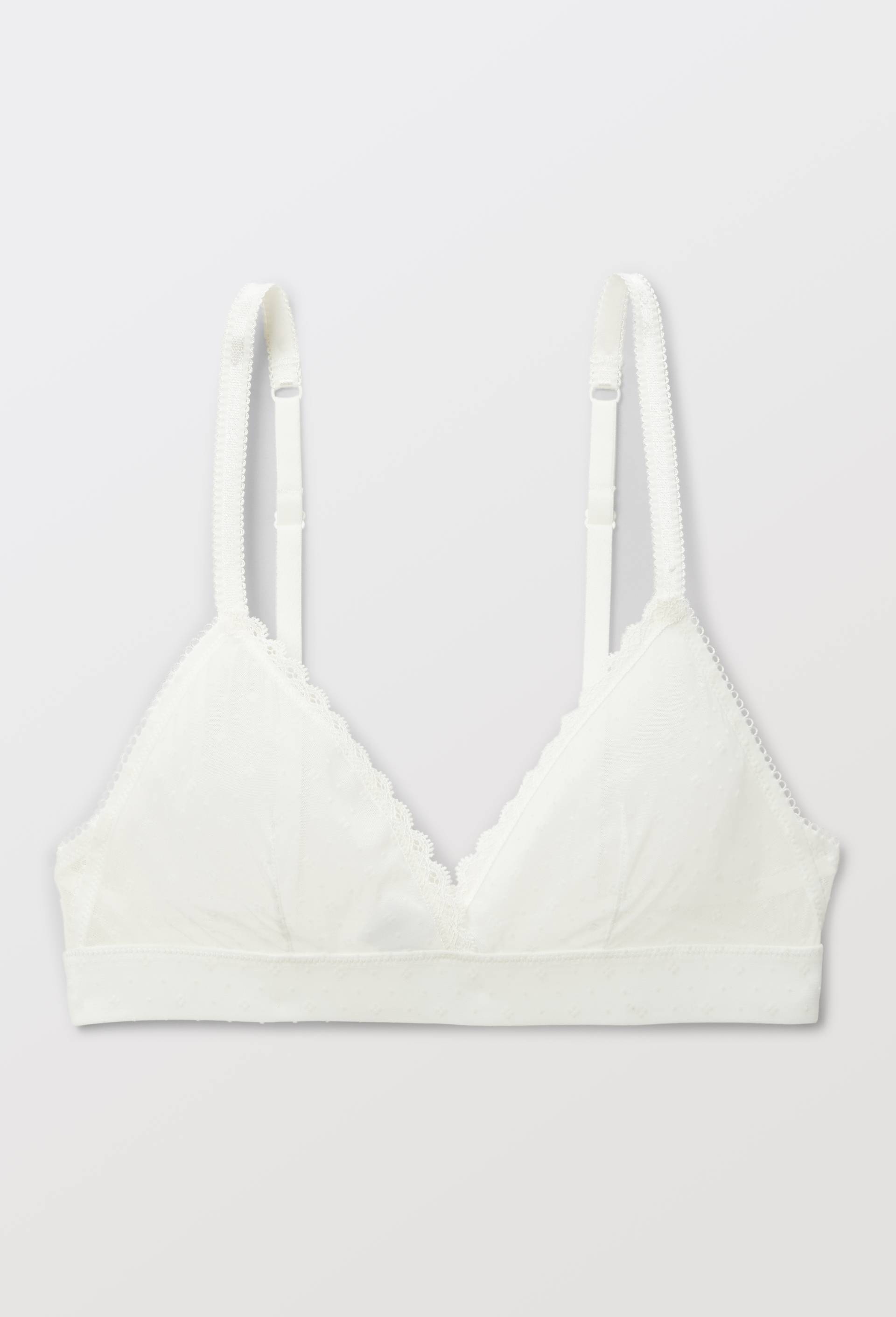 Soutien-gorge triangle GINETTE en tulle floqu&eacute;, Ecru, large image number 2