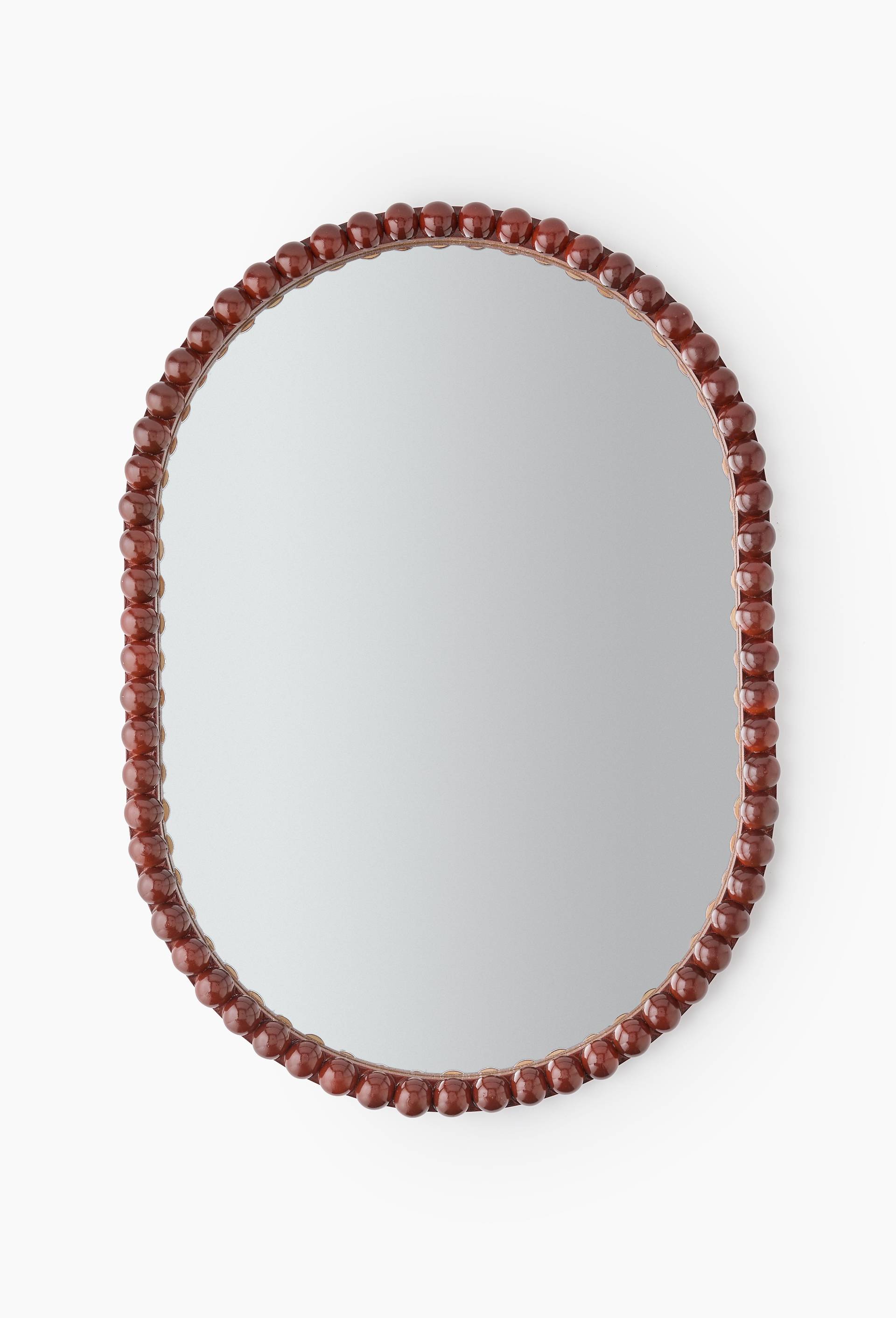 Miroir ovale avec boules, H70x50cm, en bois, Multicolore, large image number 0