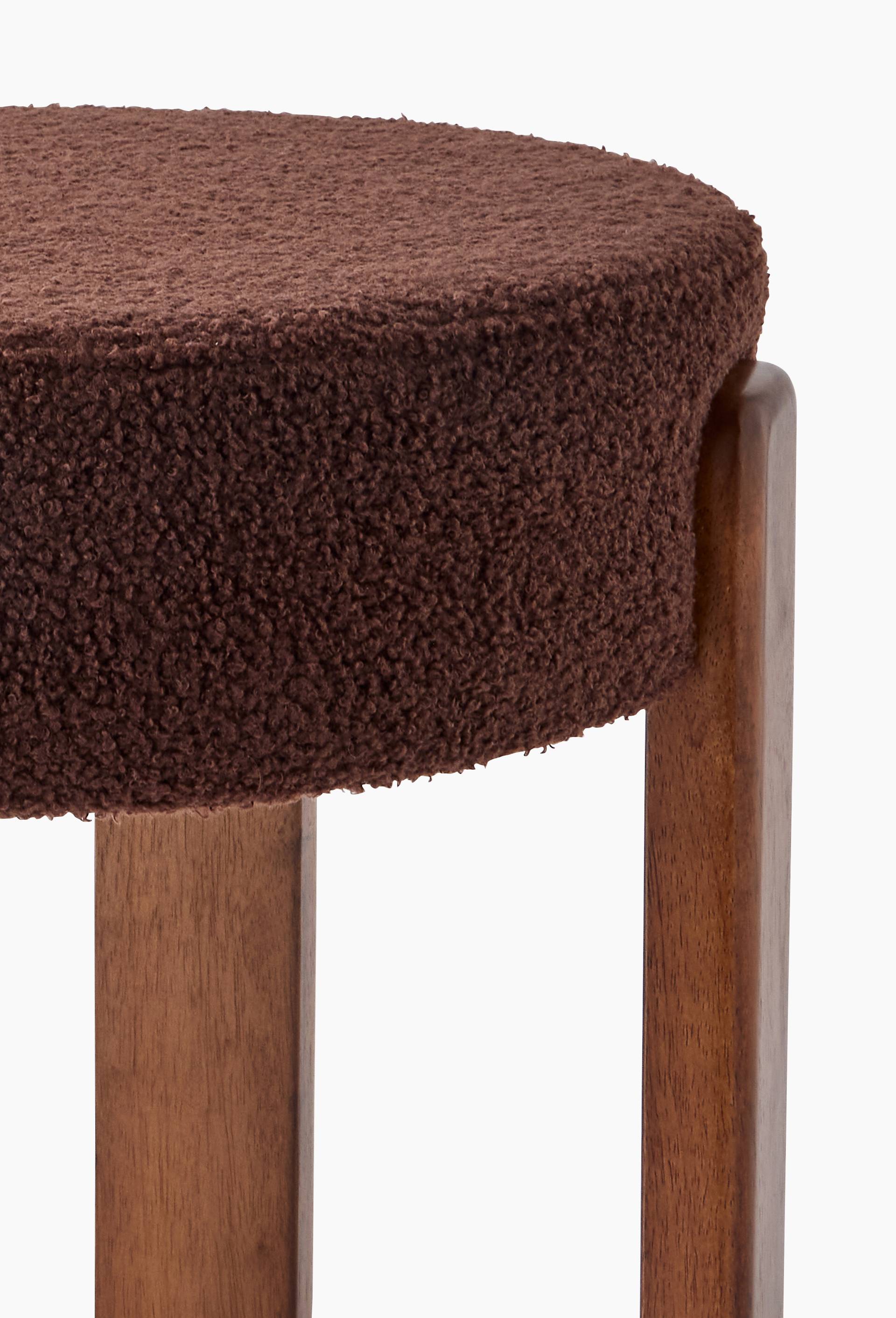 Tabouret, H42xD45, bois d'h&eacute;v&eacute;a, Beige clair, large image number 1.0
