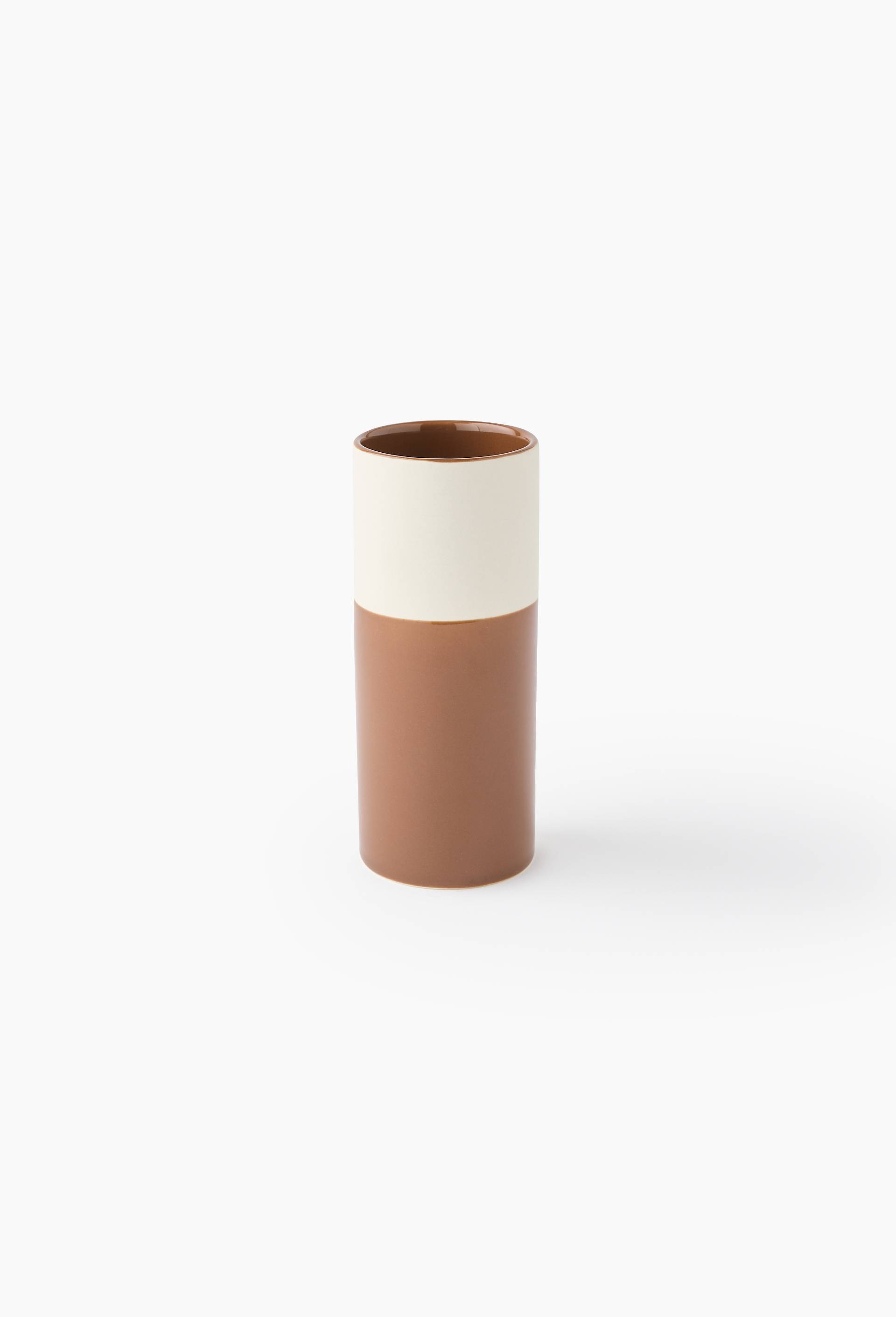 Vase rond, 6.5 x H15.5cm, en c&eacute;ramique, Brun, large image number 0.0