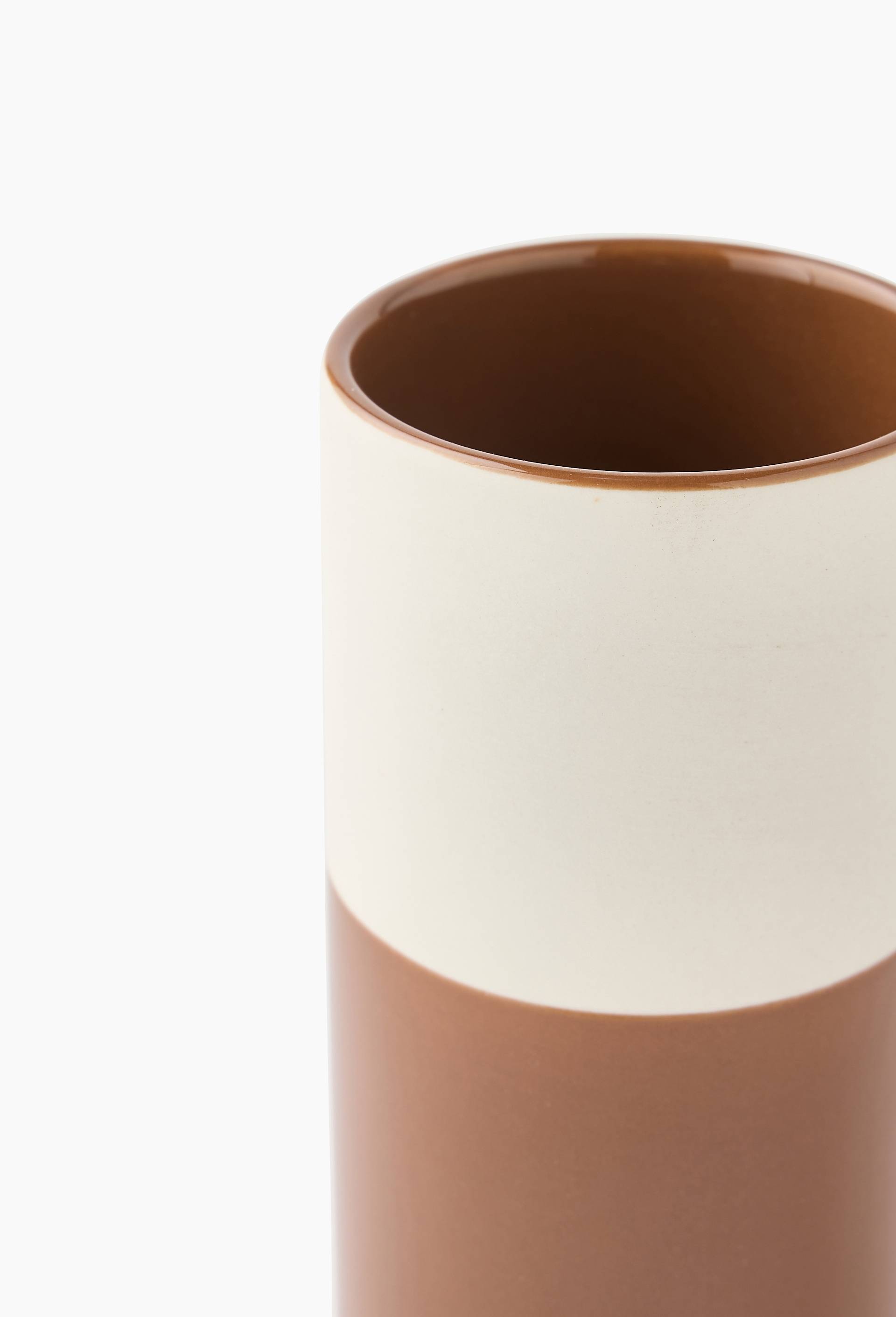 Vase rond, 6.5 x H15.5cm, en c&eacute;ramique, Brun, large image number 1