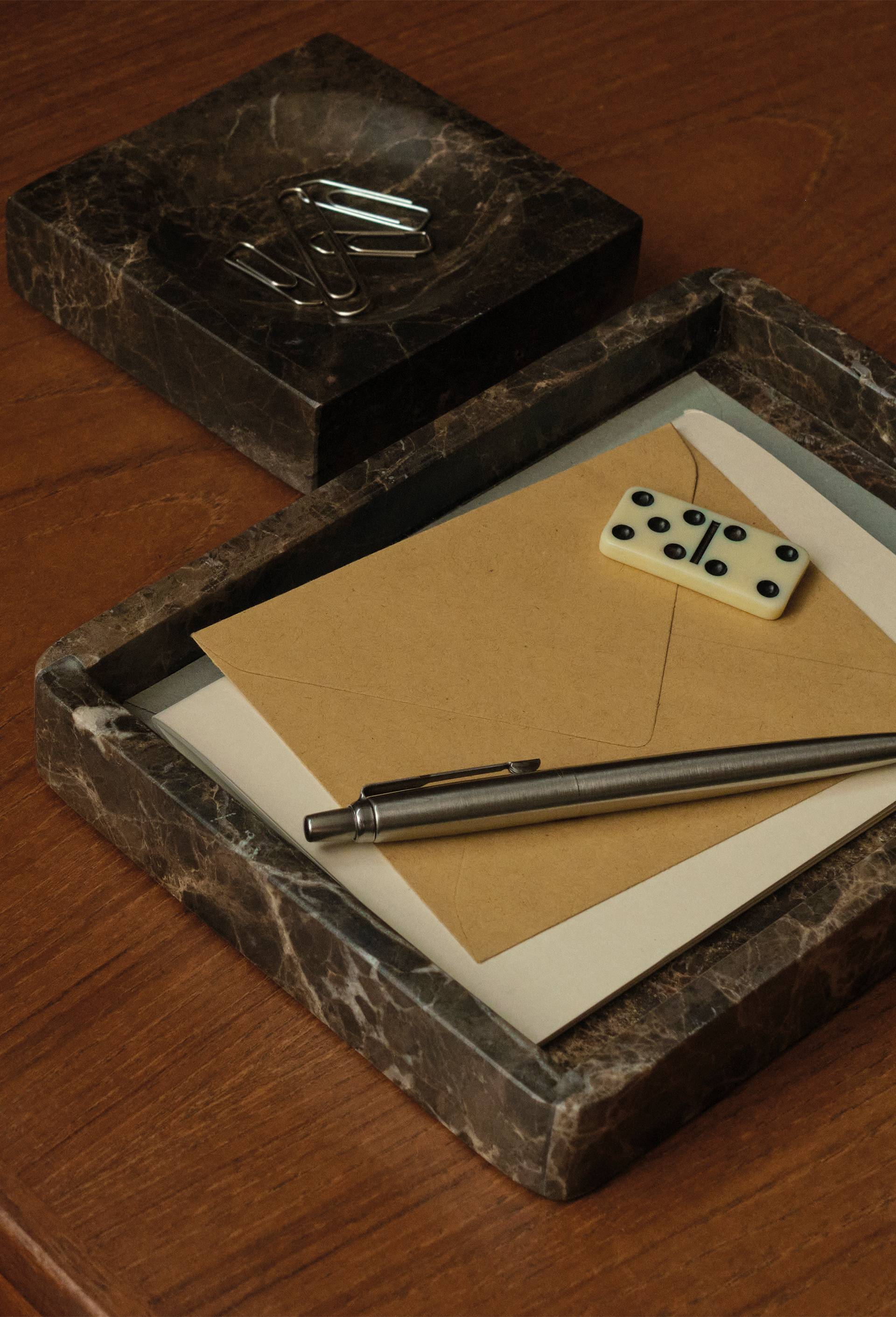 Plateau rectangle, 15x20cm, en marbre, Brun, large image number 0