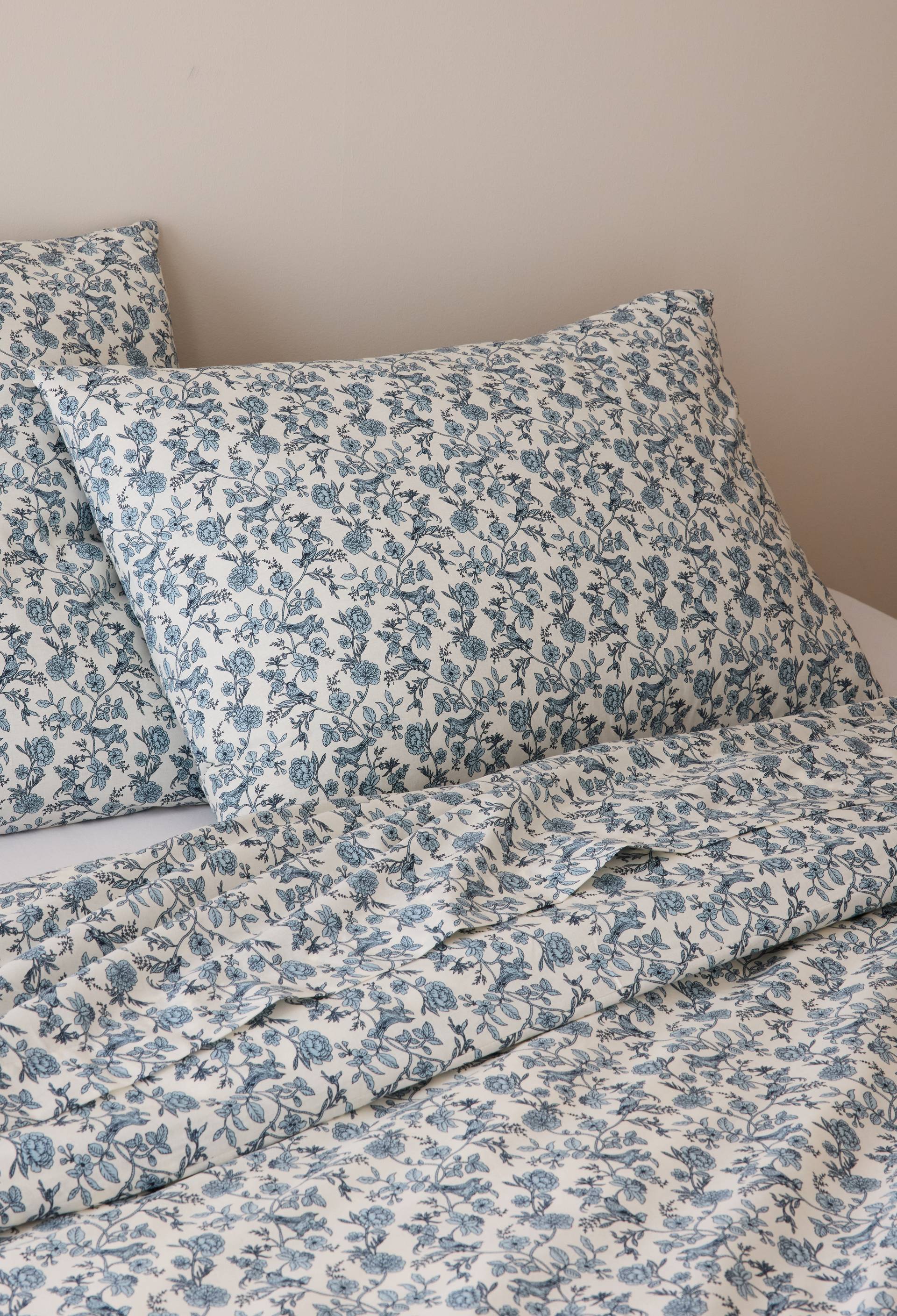 Taie oreiller imprim&eacute;, 100% coton bio GOTS, Bleu clair, large image number 0